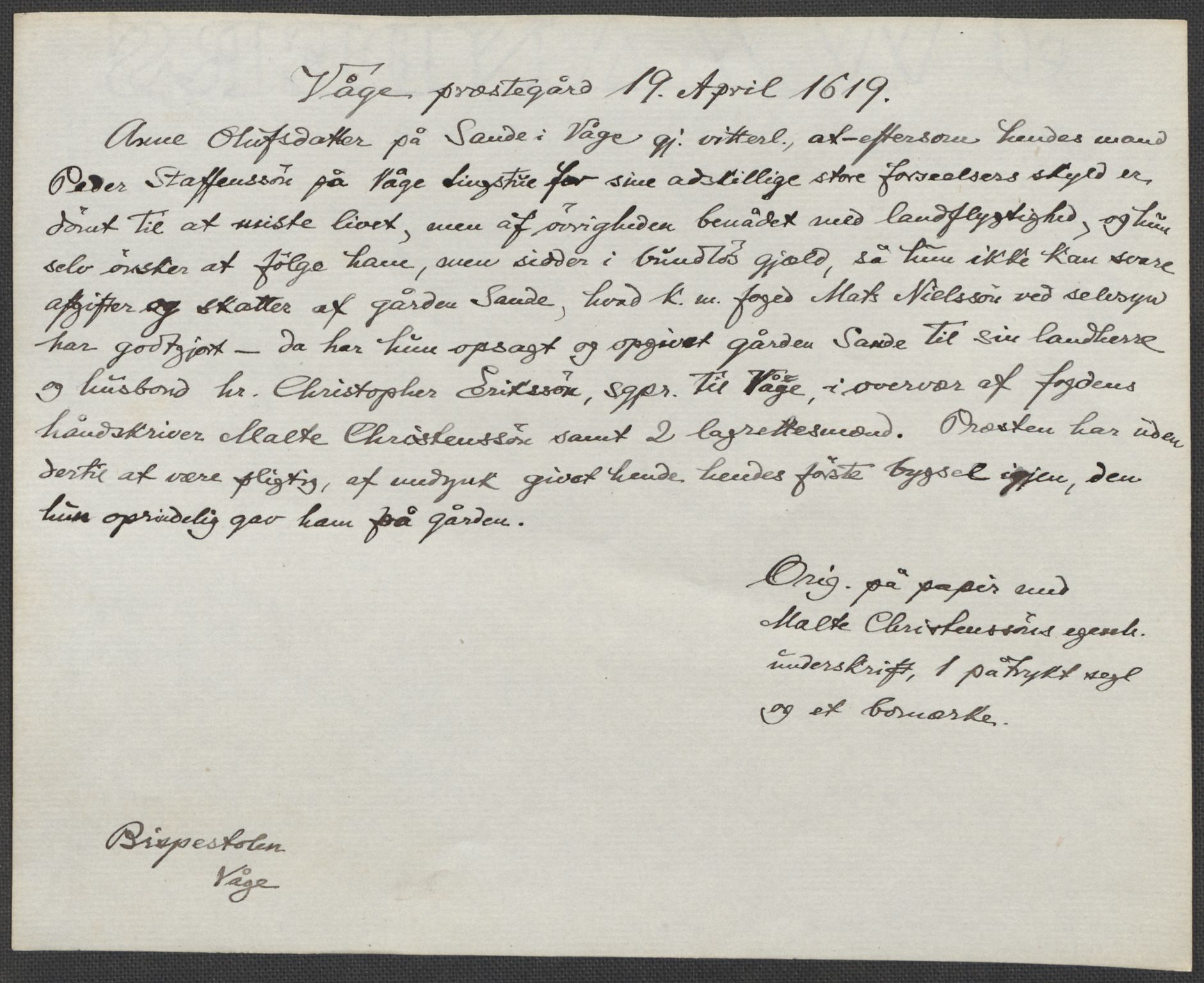 Riksarkivets diplomsamling, AV/RA-EA-5965/F15/L0013: Prestearkiv - Oppland, 1590-1657, p. 121