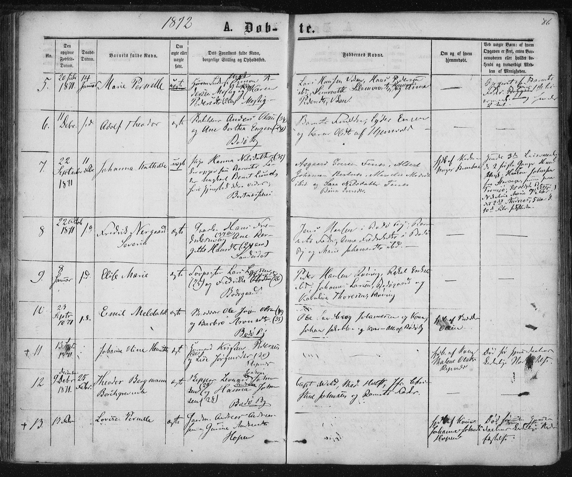 Ministerialprotokoller, klokkerbøker og fødselsregistre - Nordland, AV/SAT-A-1459/801/L0008: Parish register (official) no. 801A08, 1864-1875, p. 86