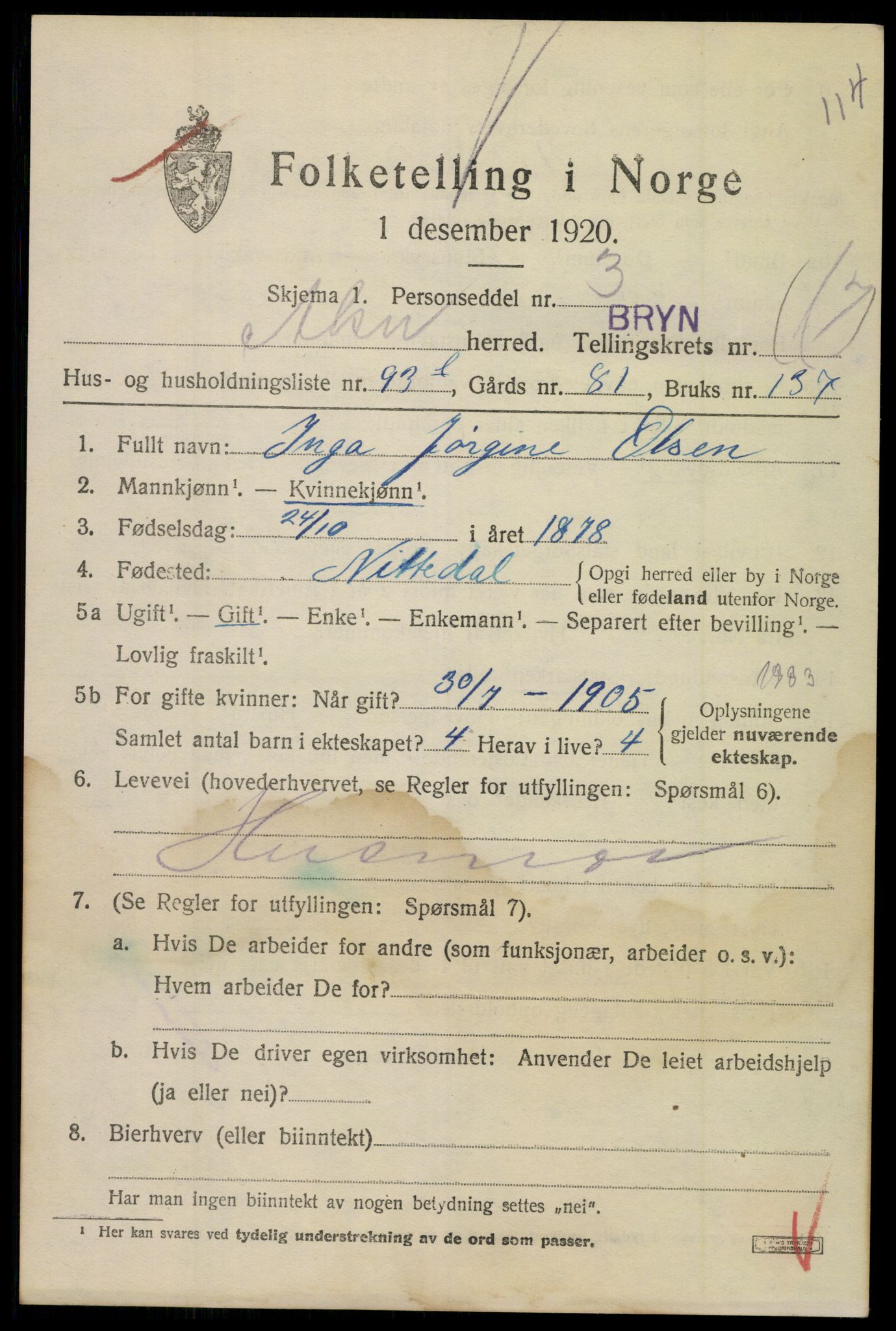 SAO, 1920 census for Aker, 1920, p. 104282