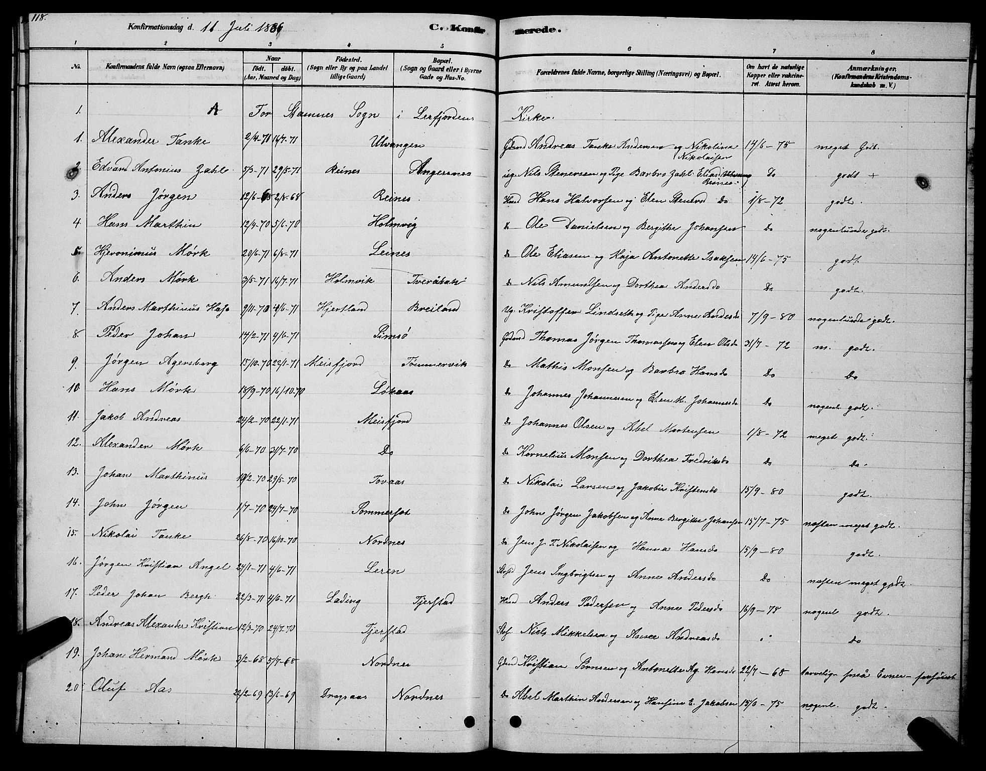 Ministerialprotokoller, klokkerbøker og fødselsregistre - Nordland, AV/SAT-A-1459/831/L0477: Parish register (copy) no. 831C04, 1878-1897, p. 118