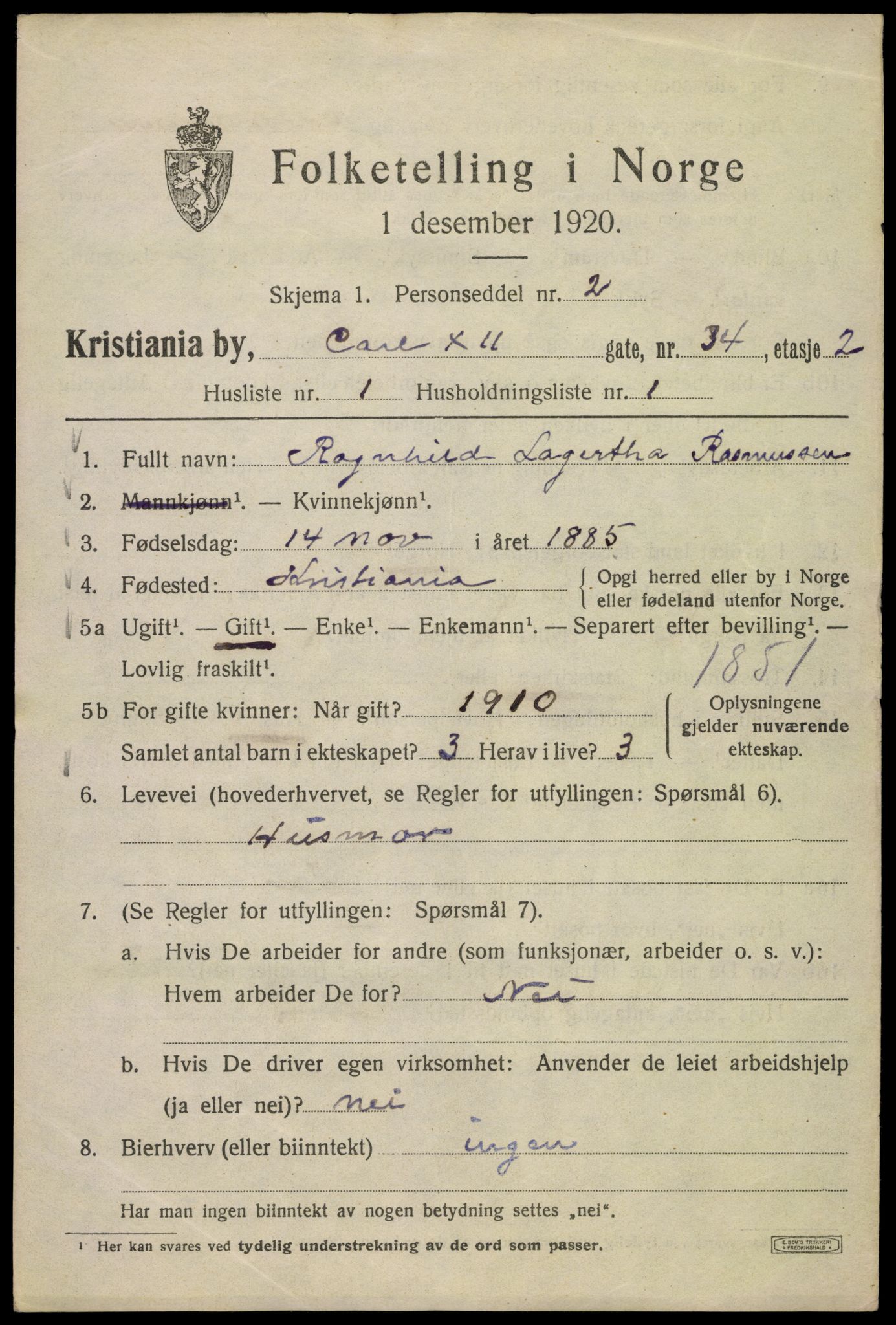 SAO, 1920 census for Kristiania, 1920, p. 329981