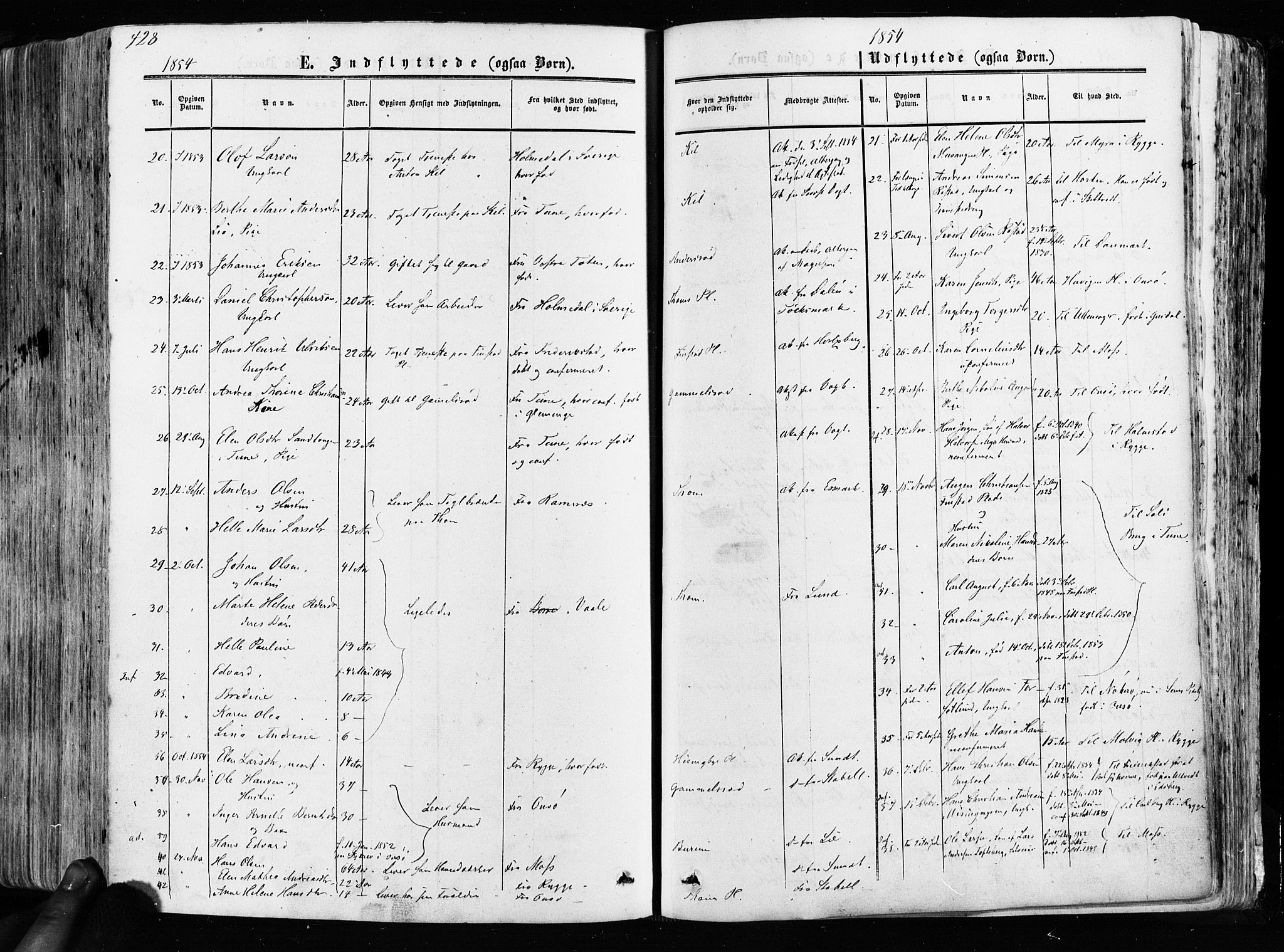 Råde prestekontor kirkebøker, AV/SAO-A-2009/F/Fa/L0006: Parish register (official) no. 6, 1854-1877, p. 428