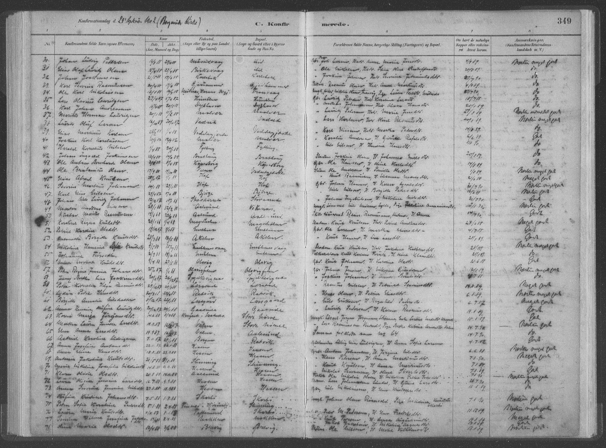 Ministerialprotokoller, klokkerbøker og fødselsregistre - Møre og Romsdal, SAT/A-1454/528/L0402: Parish register (official) no. 528A12II, 1880-1903, p. 349