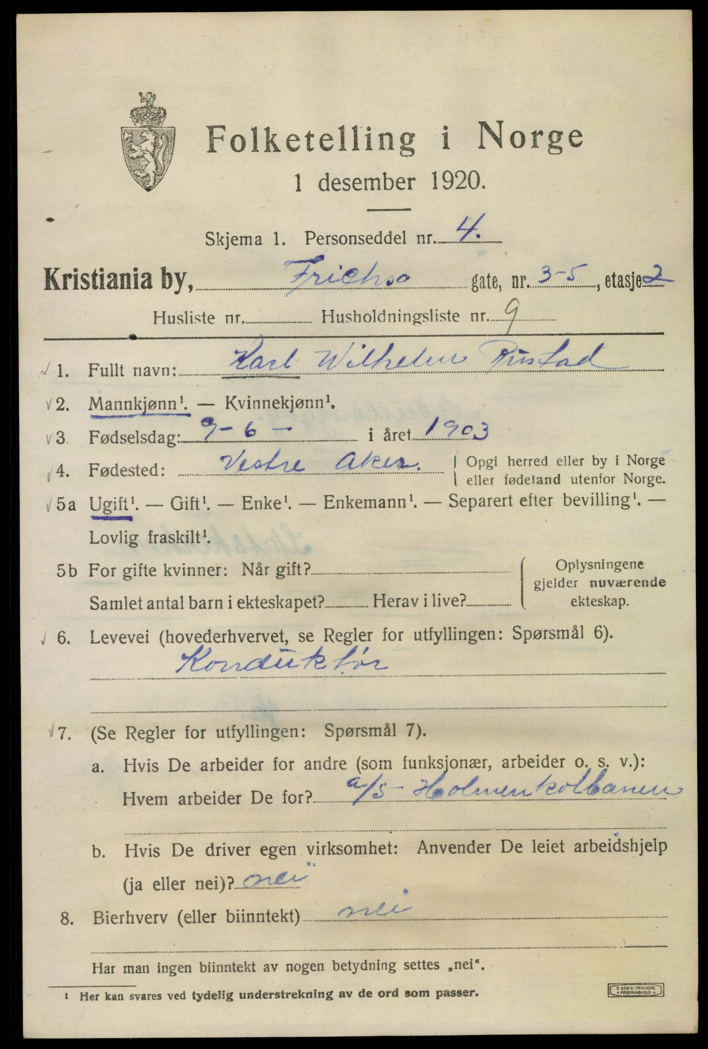 SAO, 1920 census for Kristiania, 1920, p. 238365