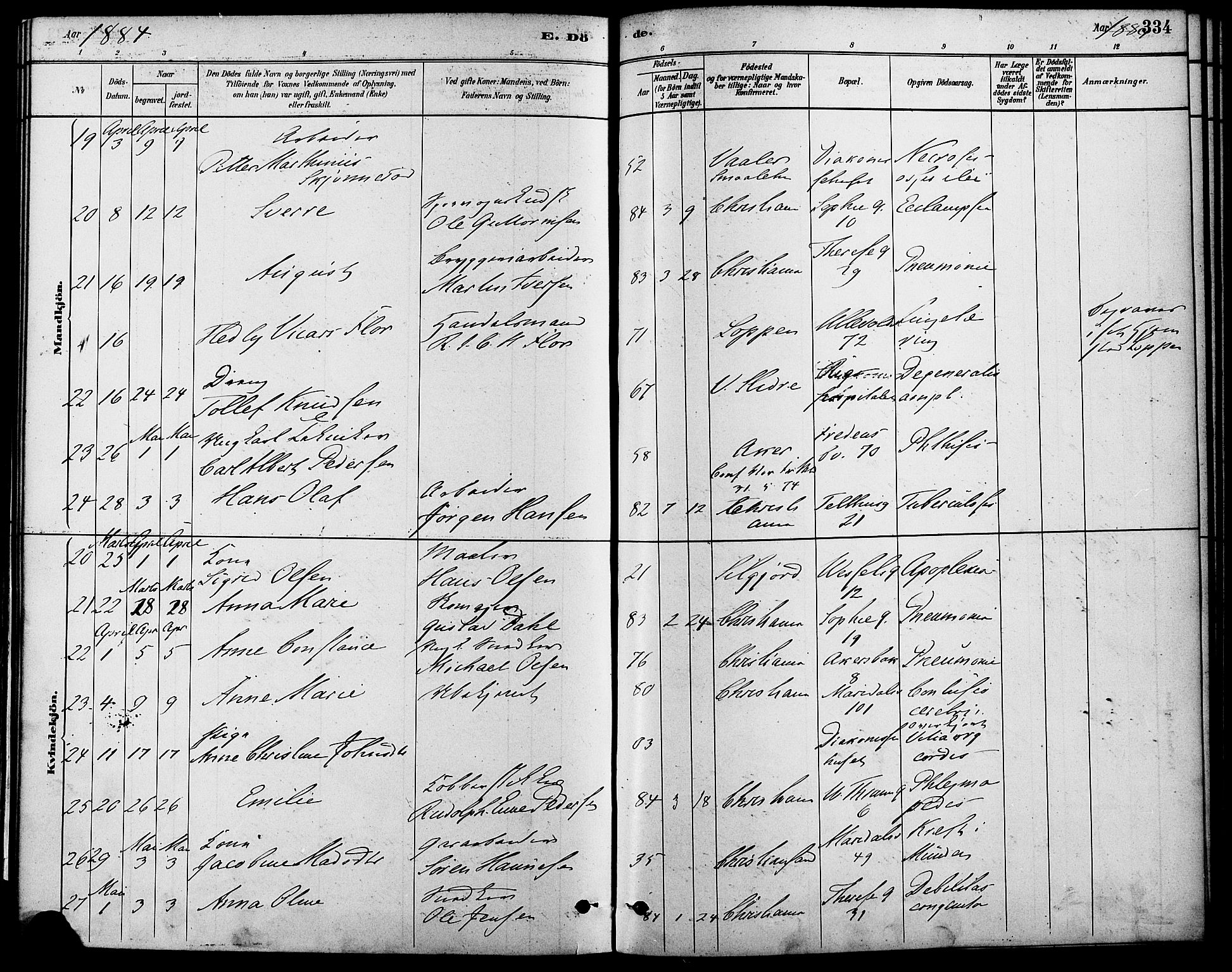 Gamle Aker prestekontor Kirkebøker, AV/SAO-A-10617a/F/L0006: Parish register (official) no. 6, 1880-1887, p. 334