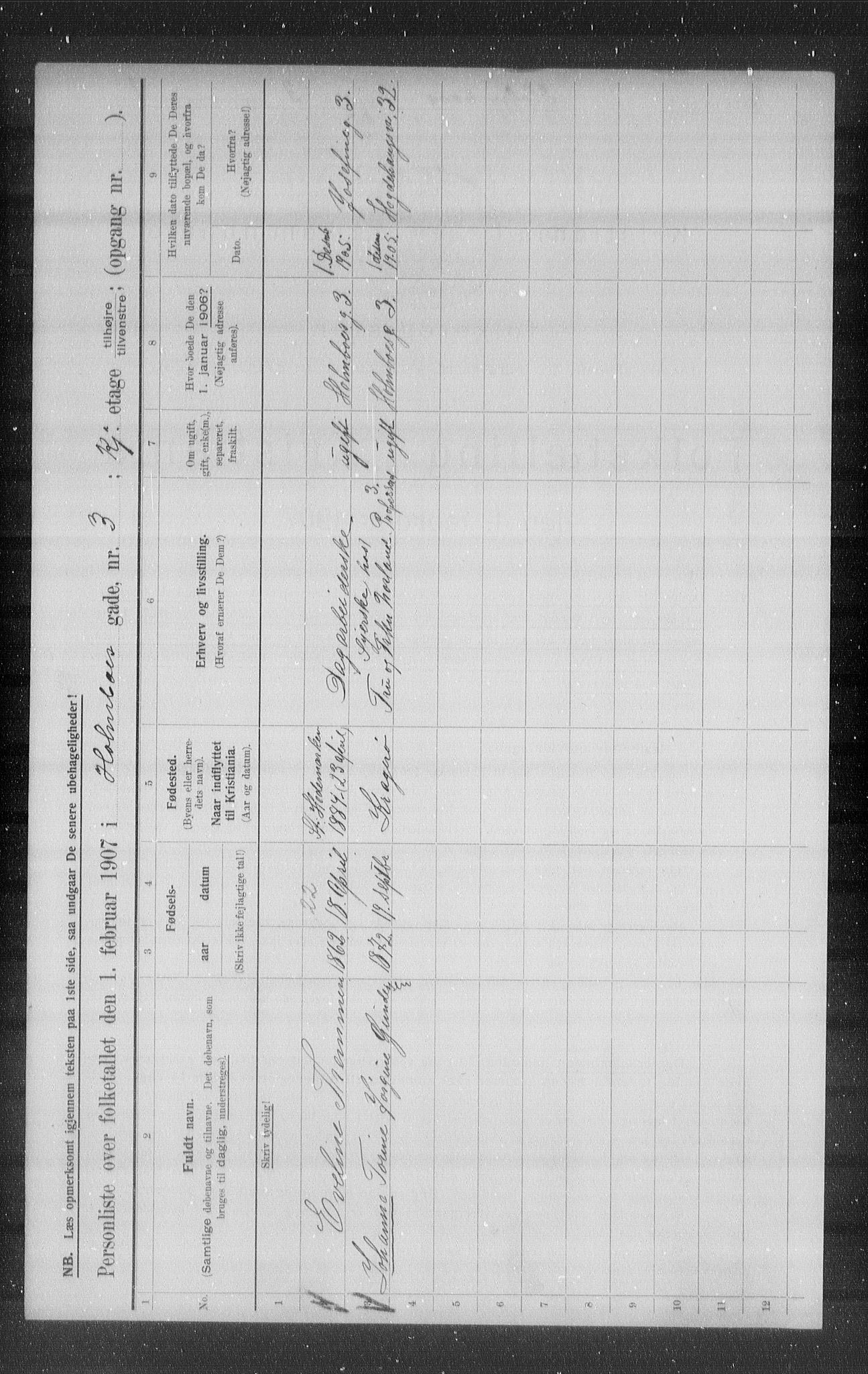 OBA, Municipal Census 1907 for Kristiania, 1907, p. 20949