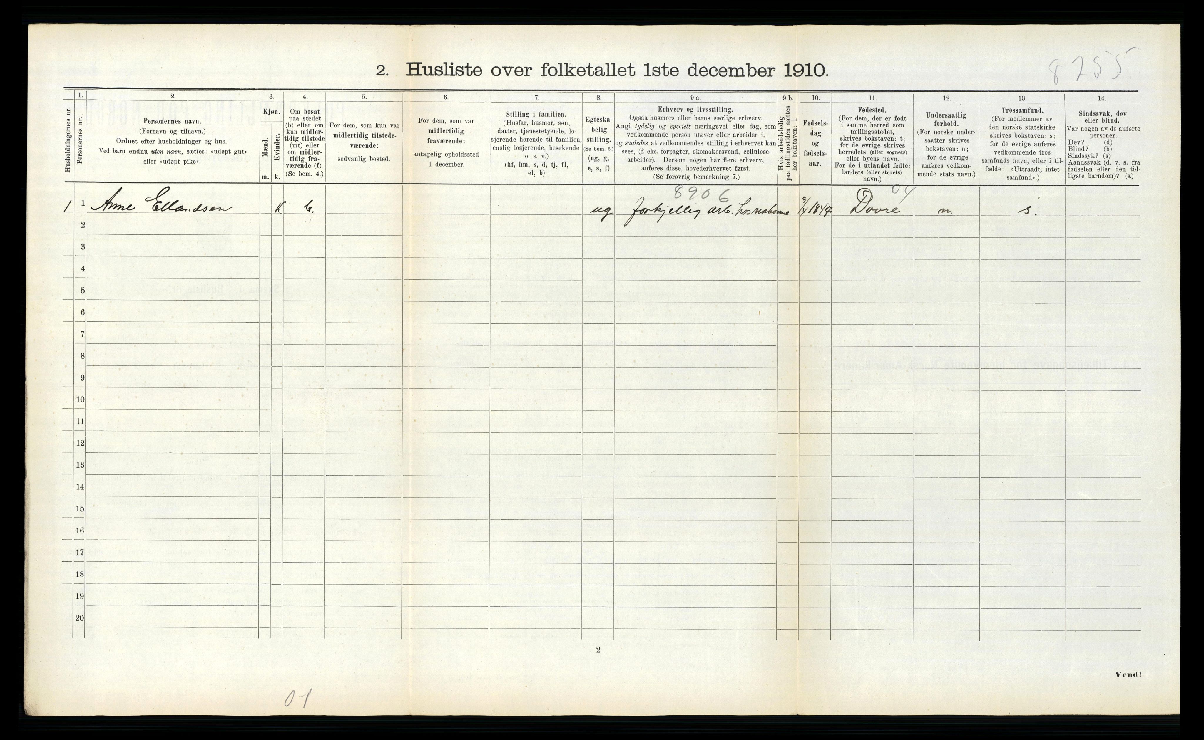 RA, 1910 census for Oppdal, 1910, p. 632