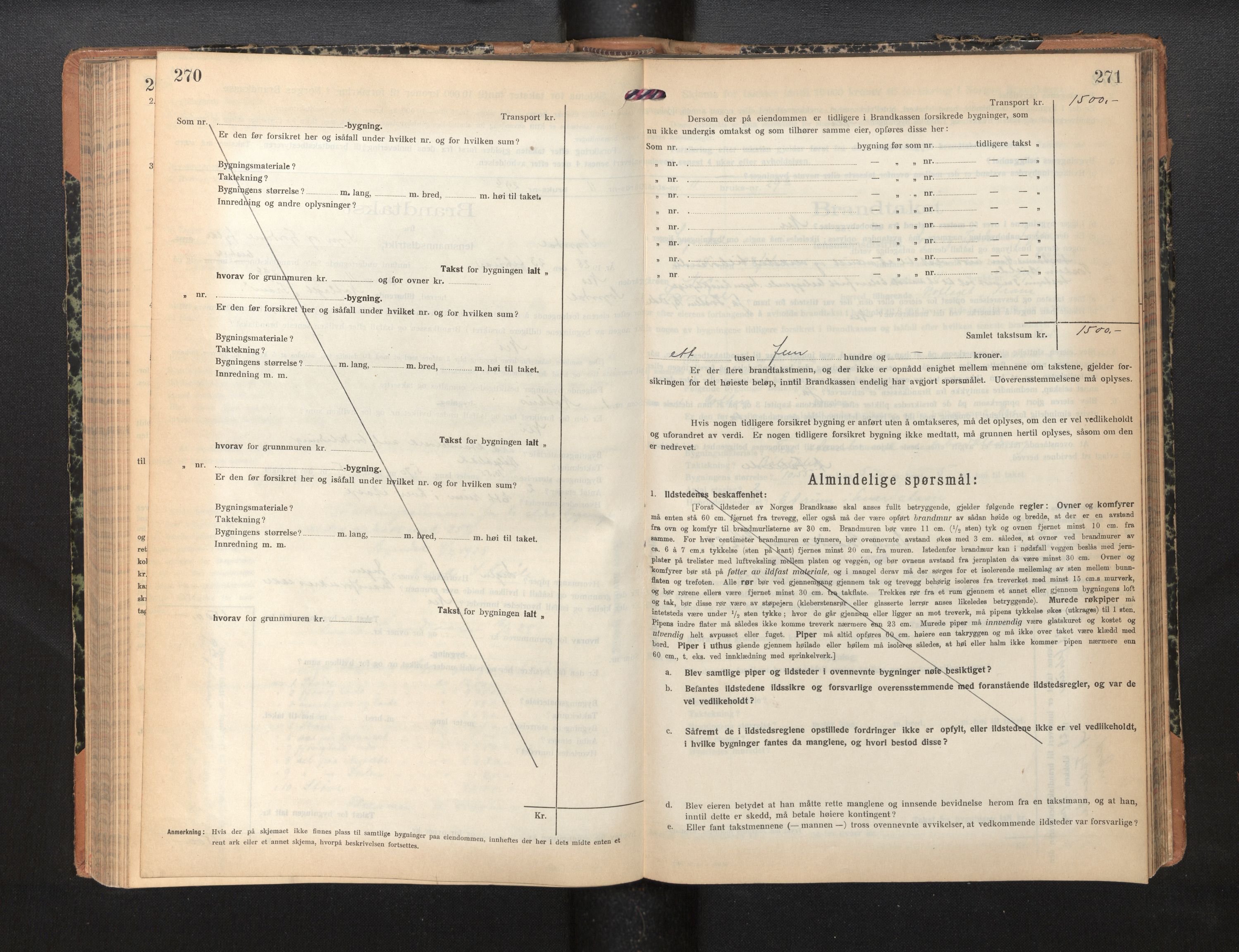 Lensmannen i Sogndal, AV/SAB-A-29901/0012/L0012: Branntakstprotokoll, skjematakst, 1922-1931, p. 270-271