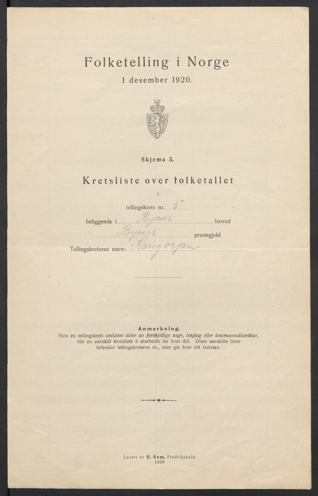 SAT, 1920 census for Byneset, 1920, p. 18