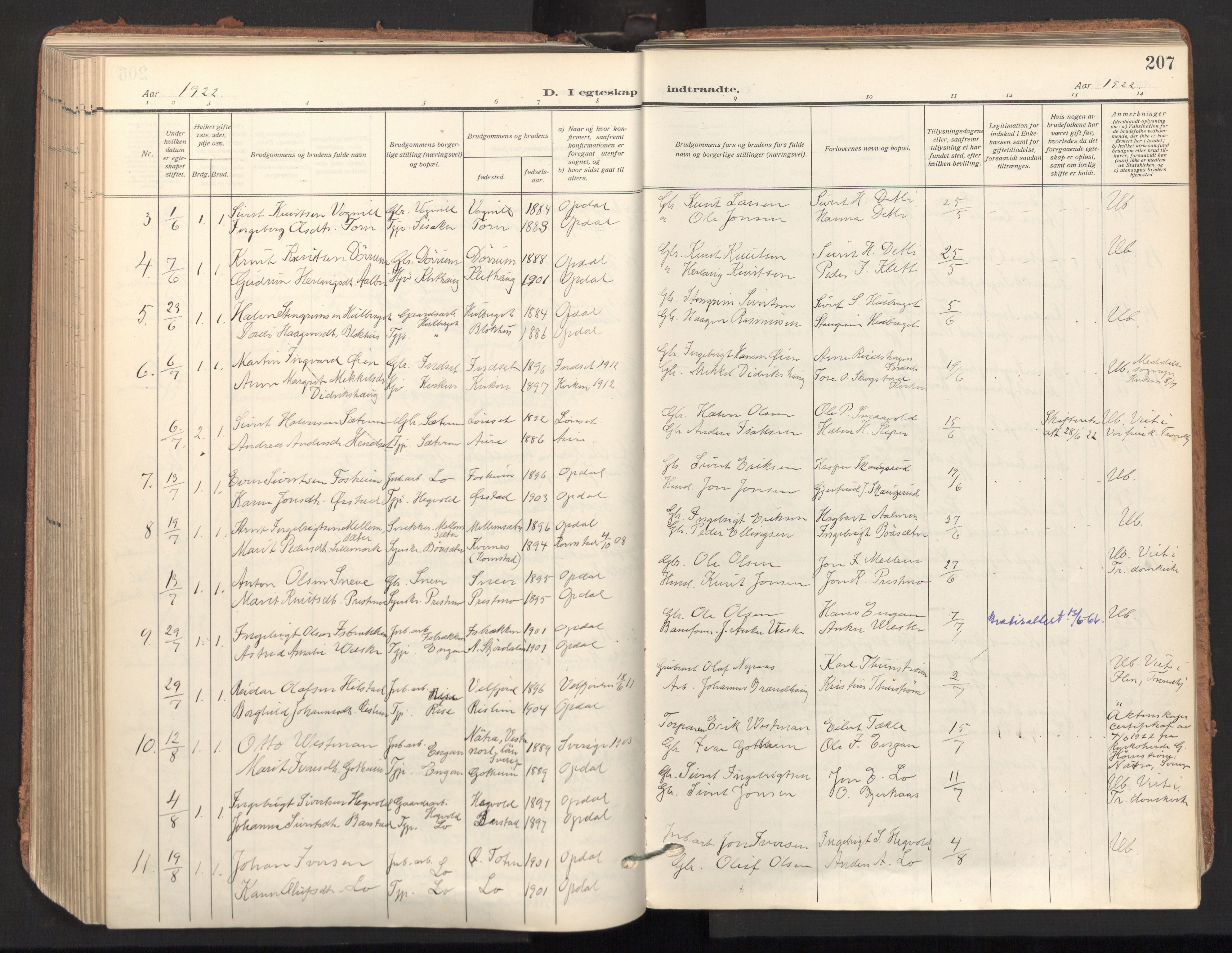 Ministerialprotokoller, klokkerbøker og fødselsregistre - Sør-Trøndelag, SAT/A-1456/678/L0909: Parish register (official) no. 678A17, 1912-1930, p. 207