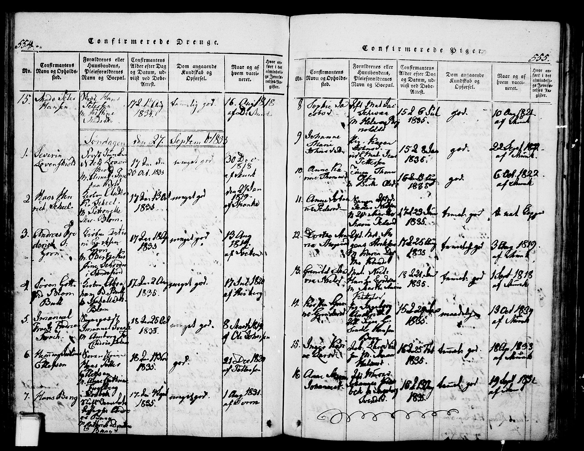 Skien kirkebøker, SAKO/A-302/G/Ga/L0002: Parish register (copy) no. 2, 1814-1842, p. 554-555