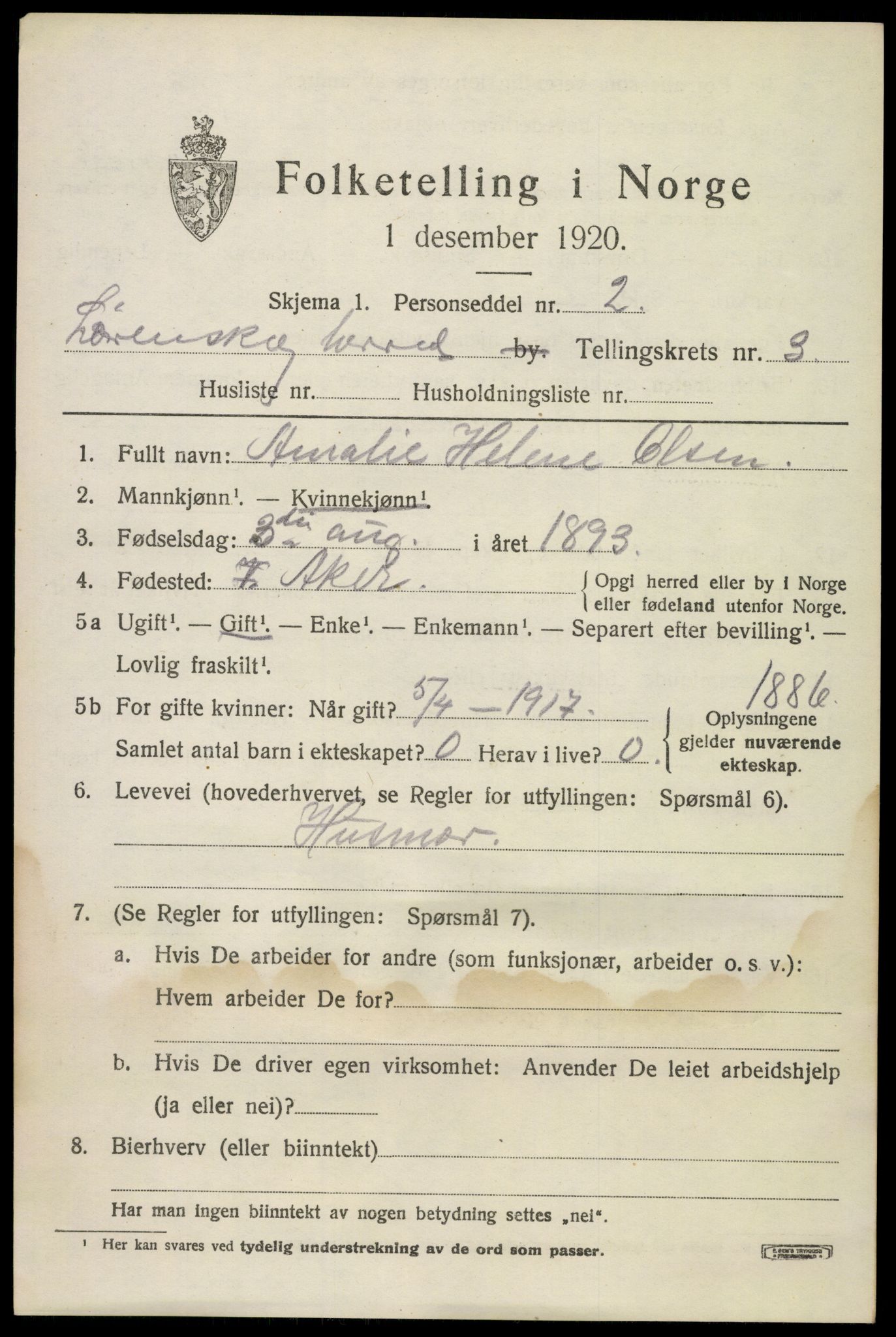 SAO, 1920 census for Lørenskog, 1920, p. 3439