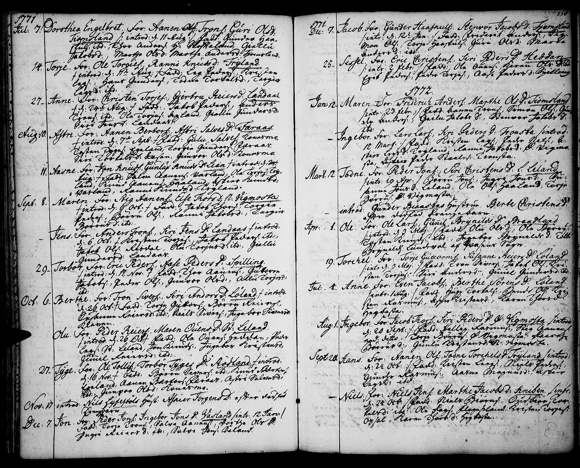 Sør-Audnedal sokneprestkontor, AV/SAK-1111-0039/F/Fa/Fab/L0002: Parish register (official) no. A 2 /3, 1771-1809, p. 156