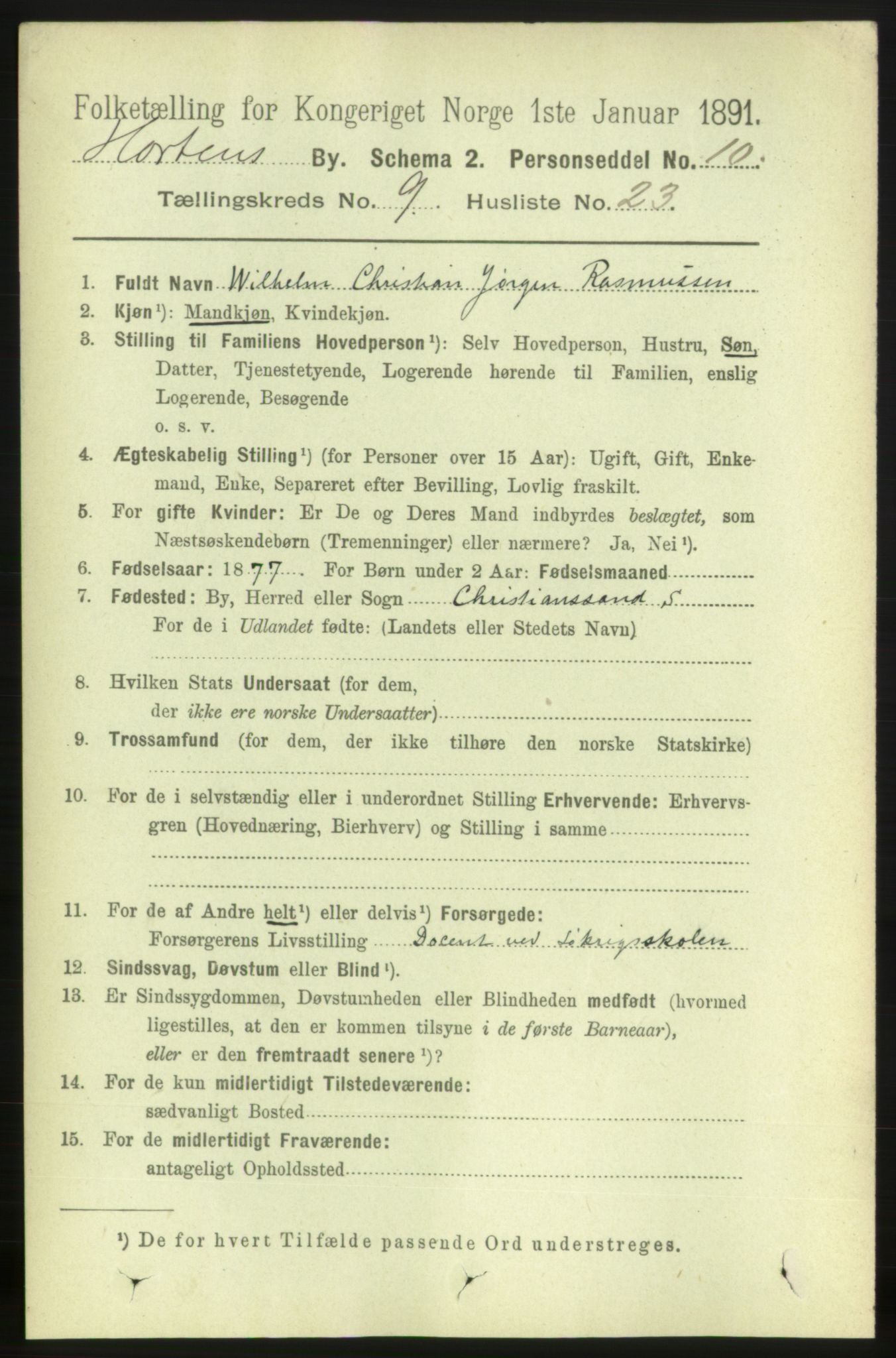 RA, 1891 census for 0703 Horten, 1891, p. 5772