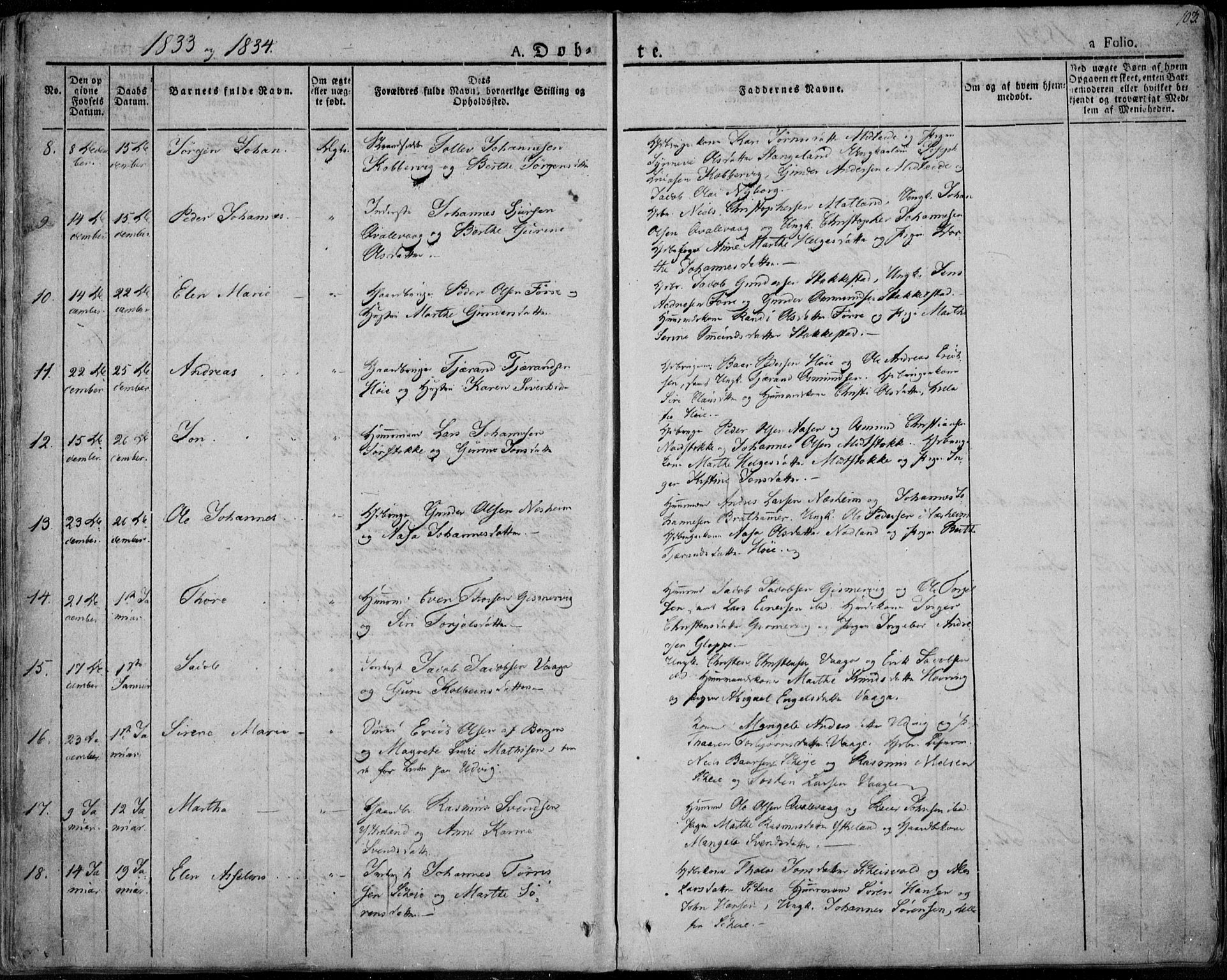 Avaldsnes sokneprestkontor, SAST/A -101851/H/Ha/Haa/L0005: Parish register (official) no. A 5.1, 1825-1841, p. 103