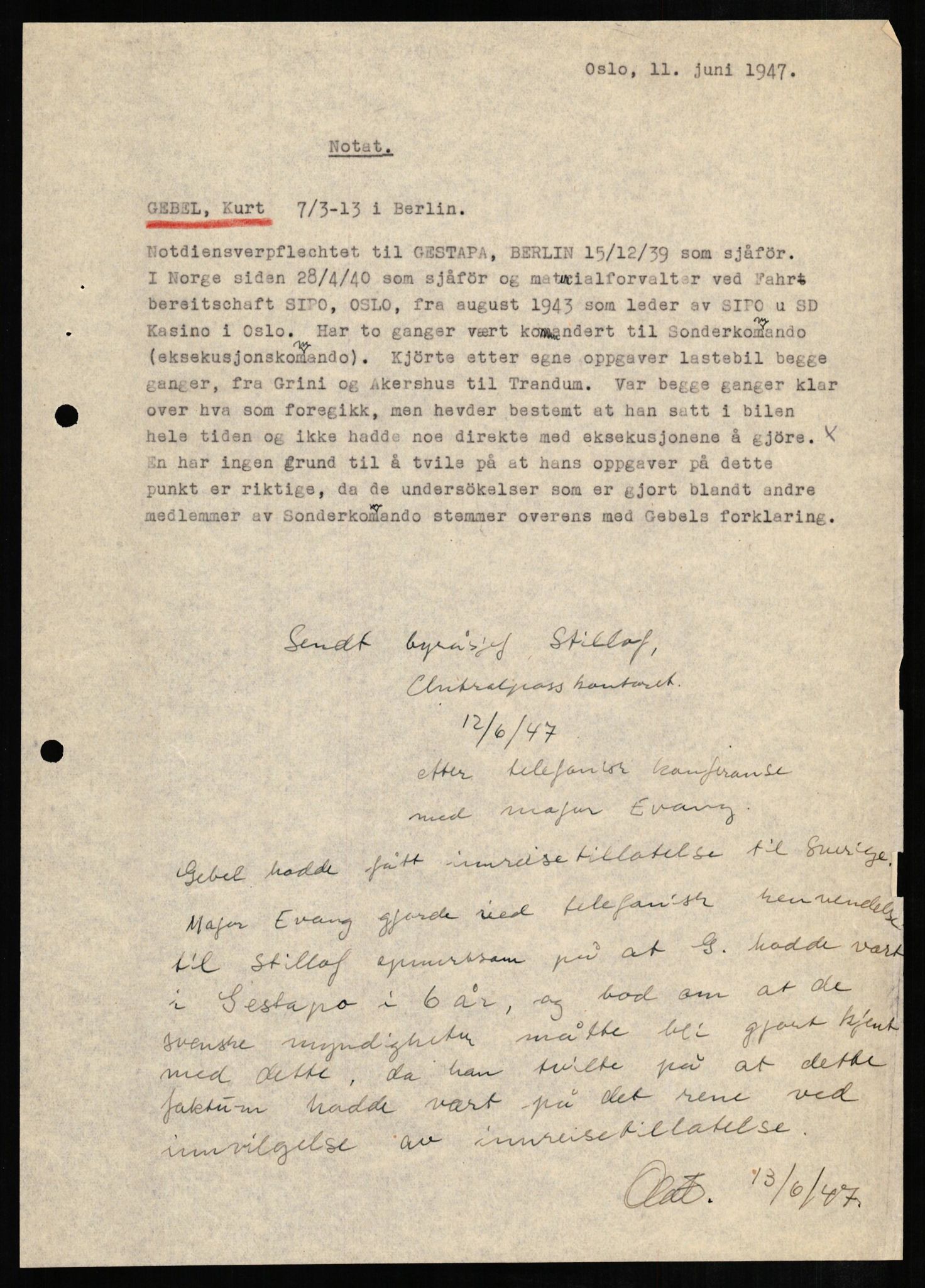 Forsvaret, Forsvarets overkommando II, AV/RA-RAFA-3915/D/Db/L0009: CI Questionaires. Tyske okkupasjonsstyrker i Norge. Tyskere., 1945-1946, p. 319