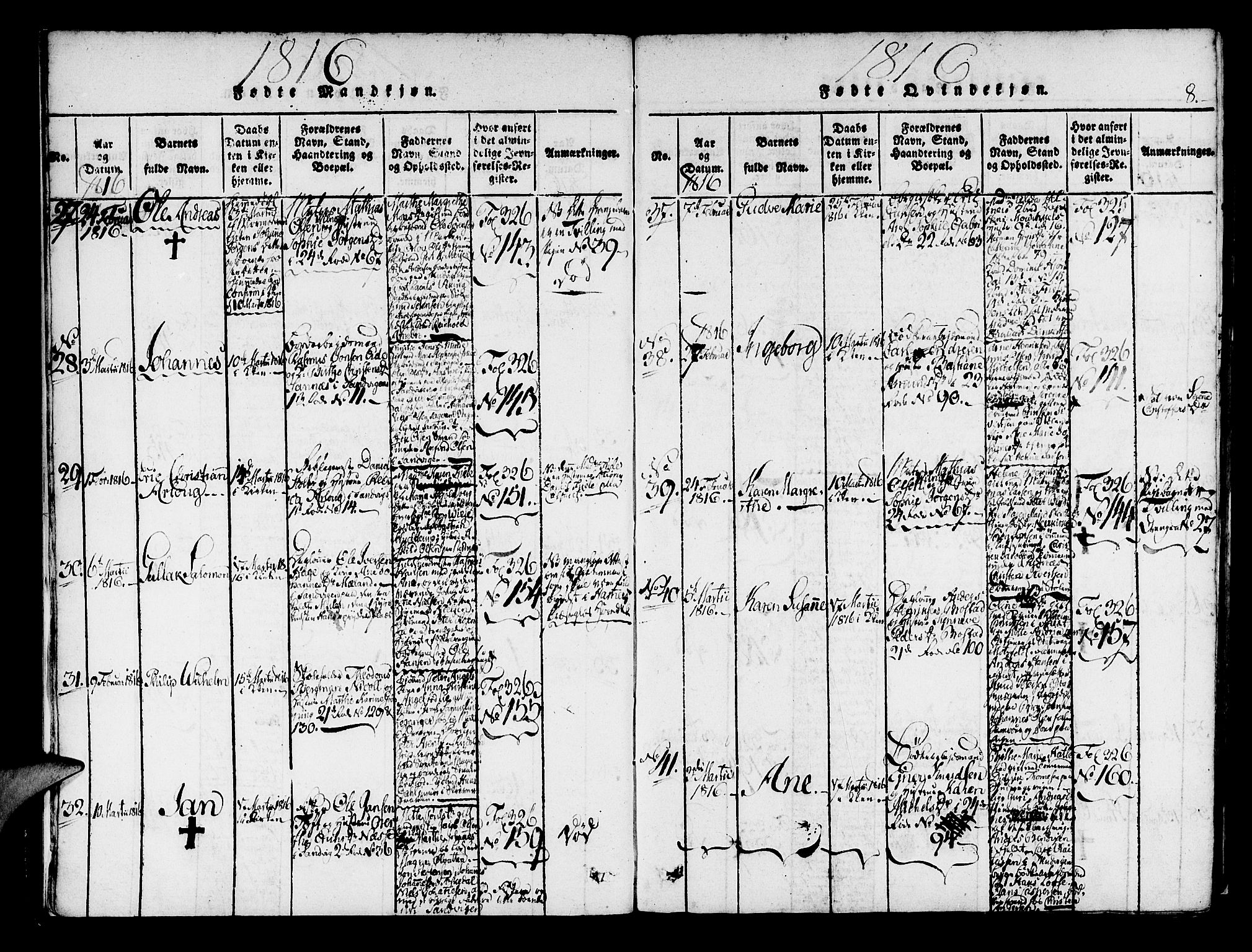 Korskirken sokneprestembete, AV/SAB-A-76101/H/Haa/L0013: Parish register (official) no. A 13, 1815-1822, p. 8