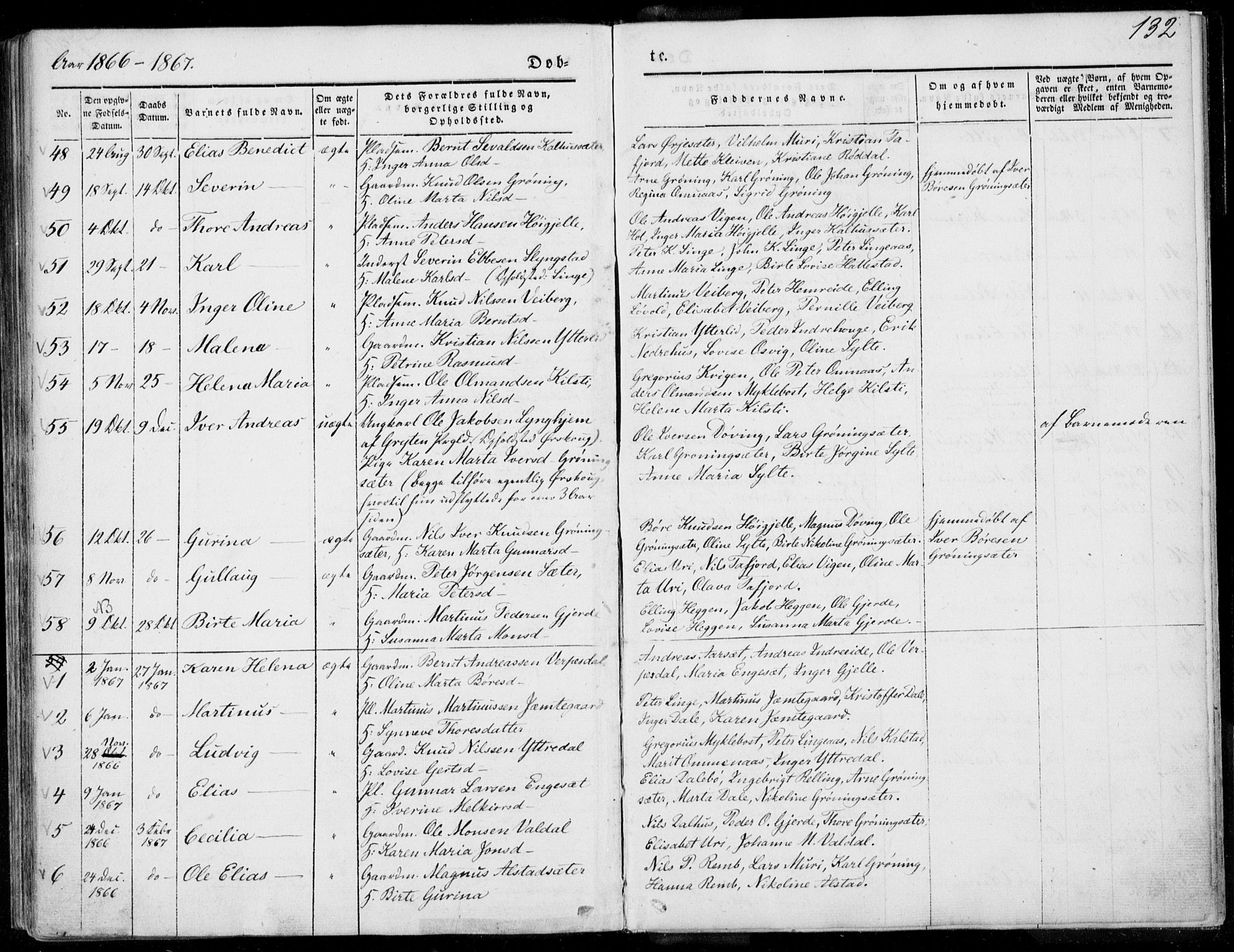 Ministerialprotokoller, klokkerbøker og fødselsregistre - Møre og Romsdal, SAT/A-1454/519/L0249: Parish register (official) no. 519A08, 1846-1868, p. 132