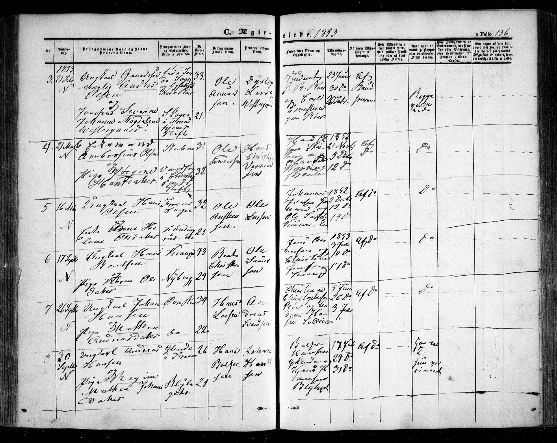 Nesodden prestekontor Kirkebøker, SAO/A-10013/F/Fa/L0007: Parish register (official) no. I 7, 1848-1868, p. 136