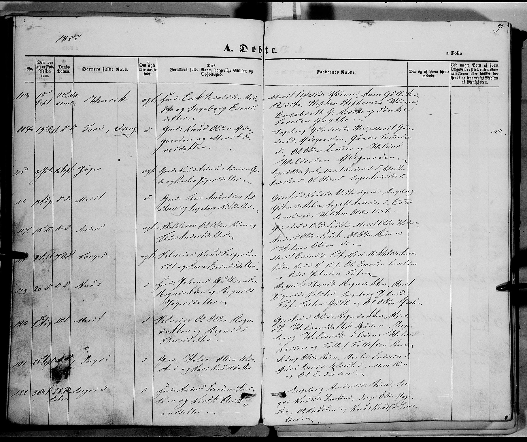 Vestre Slidre prestekontor, AV/SAH-PREST-136/H/Ha/Haa/L0001: Parish register (official) no. 1, 1844-1855, p. 94