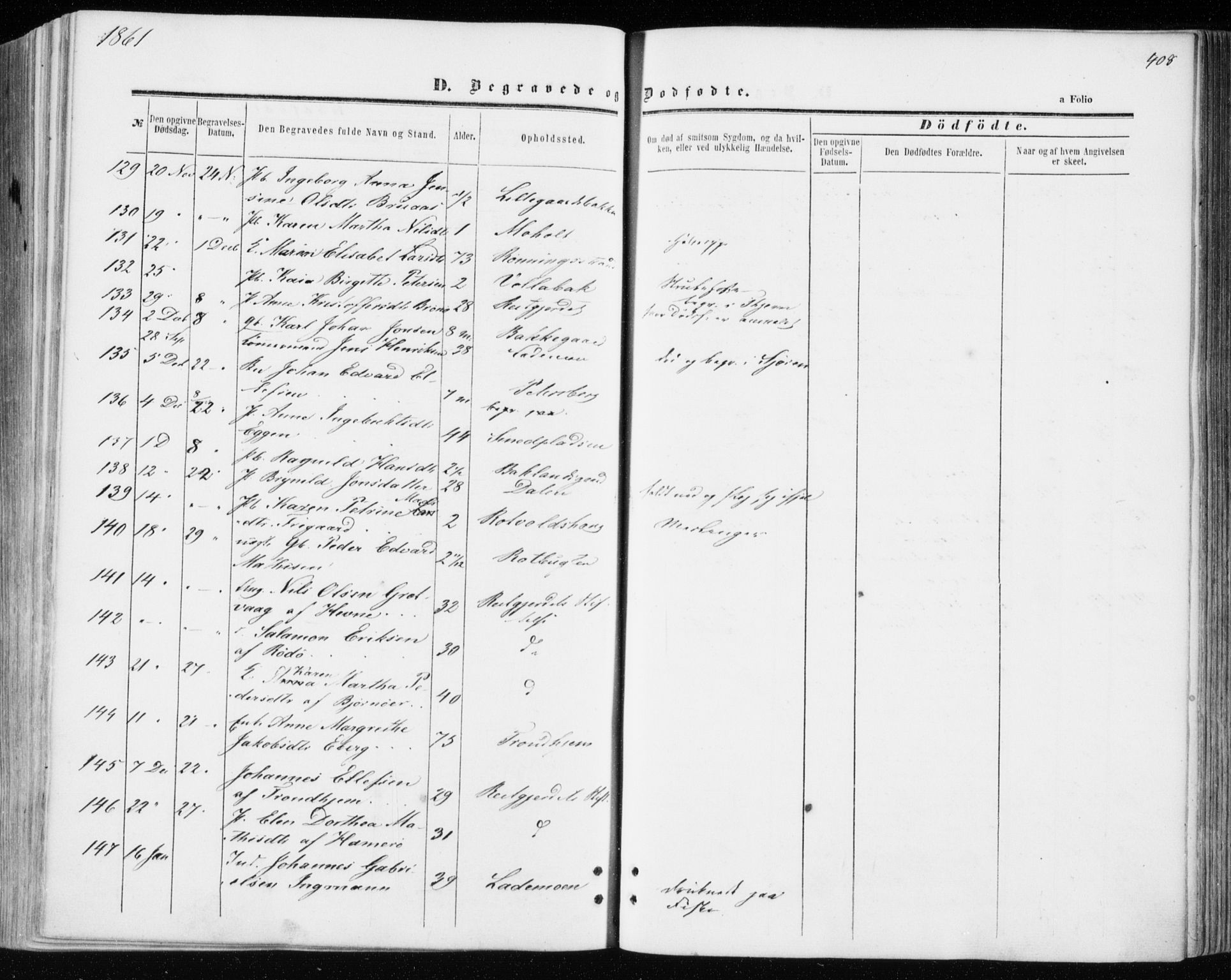 Ministerialprotokoller, klokkerbøker og fødselsregistre - Sør-Trøndelag, AV/SAT-A-1456/606/L0292: Parish register (official) no. 606A07, 1856-1865, p. 408