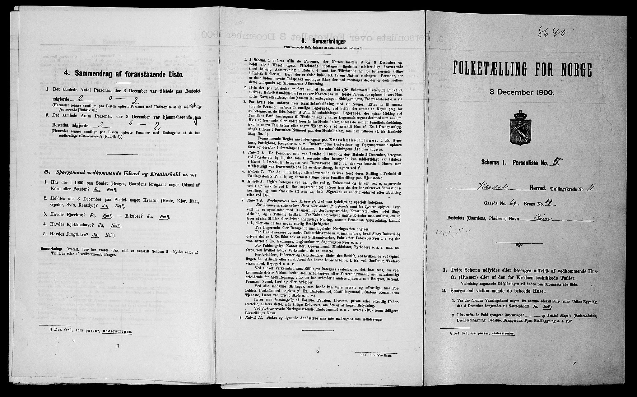 SAST, 1900 census for Vikedal, 1900, p. 850