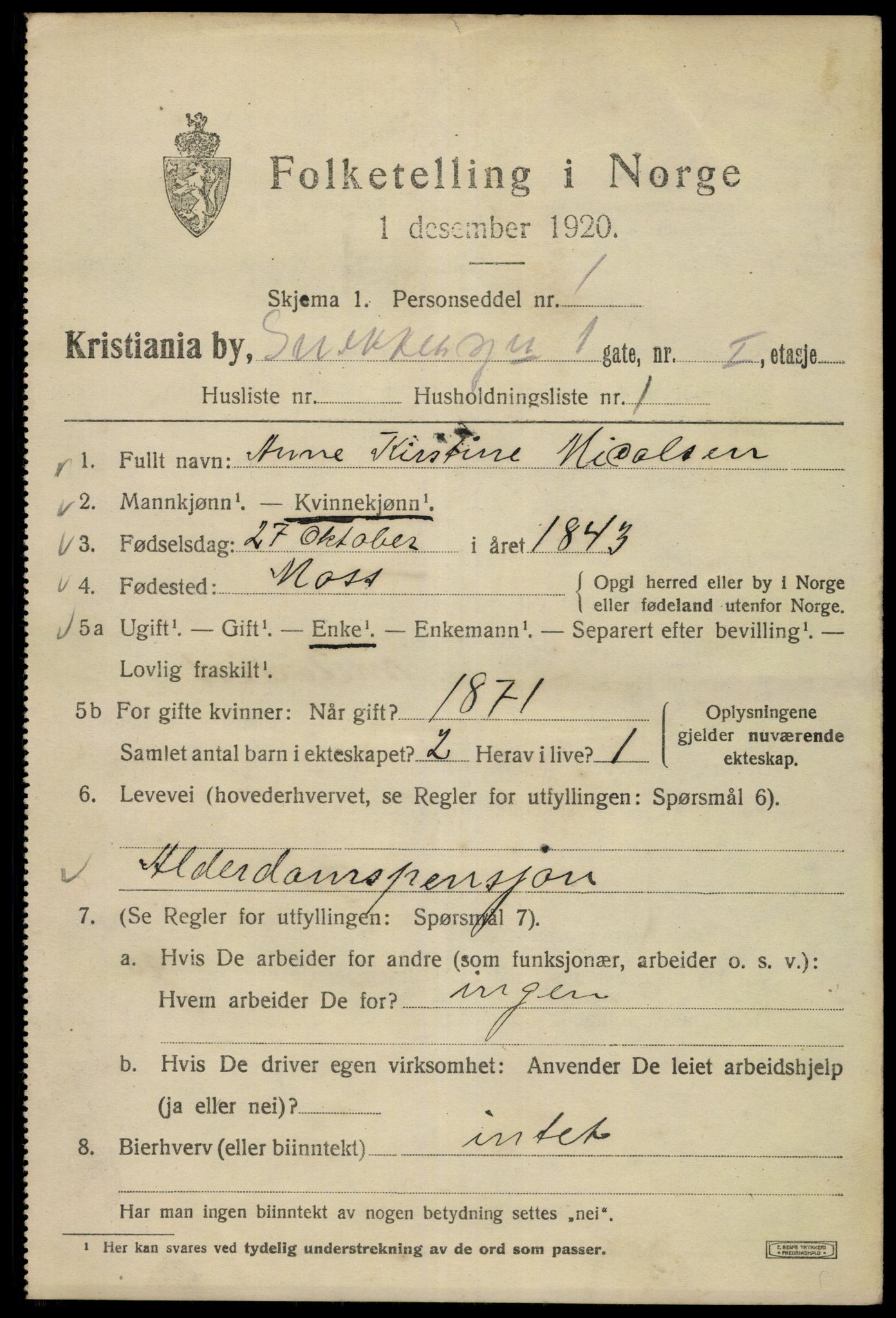 SAO, 1920 census for Kristiania, 1920, p. 521477