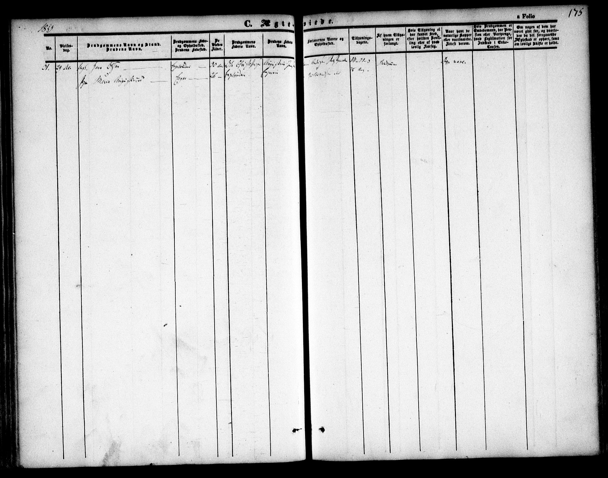 Nannestad prestekontor Kirkebøker, AV/SAO-A-10414a/F/Fa/L0011: Parish register (official) no. I 11, 1850-1859, p. 175