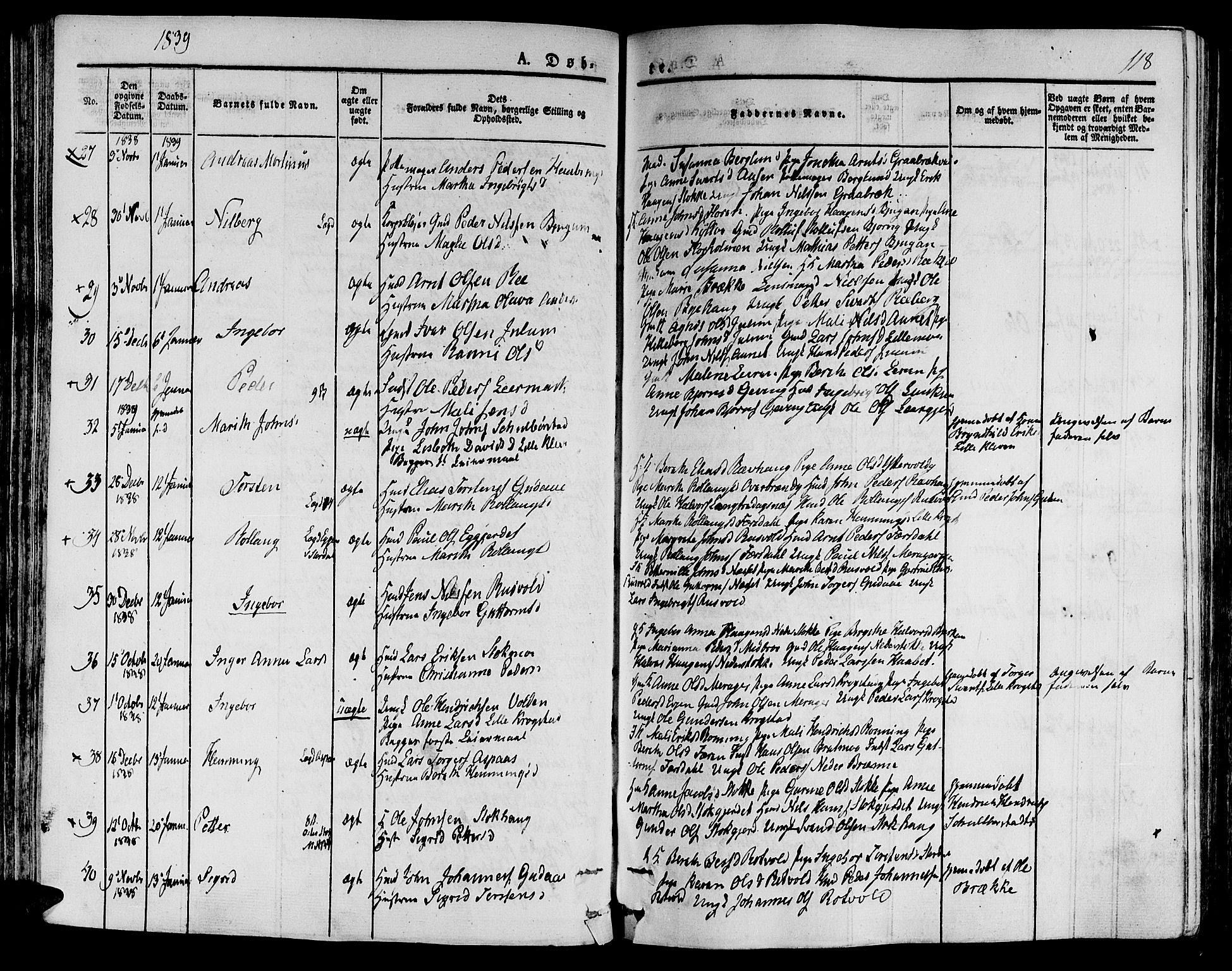 Ministerialprotokoller, klokkerbøker og fødselsregistre - Nord-Trøndelag, SAT/A-1458/709/L0071: Parish register (official) no. 709A11, 1833-1844, p. 118