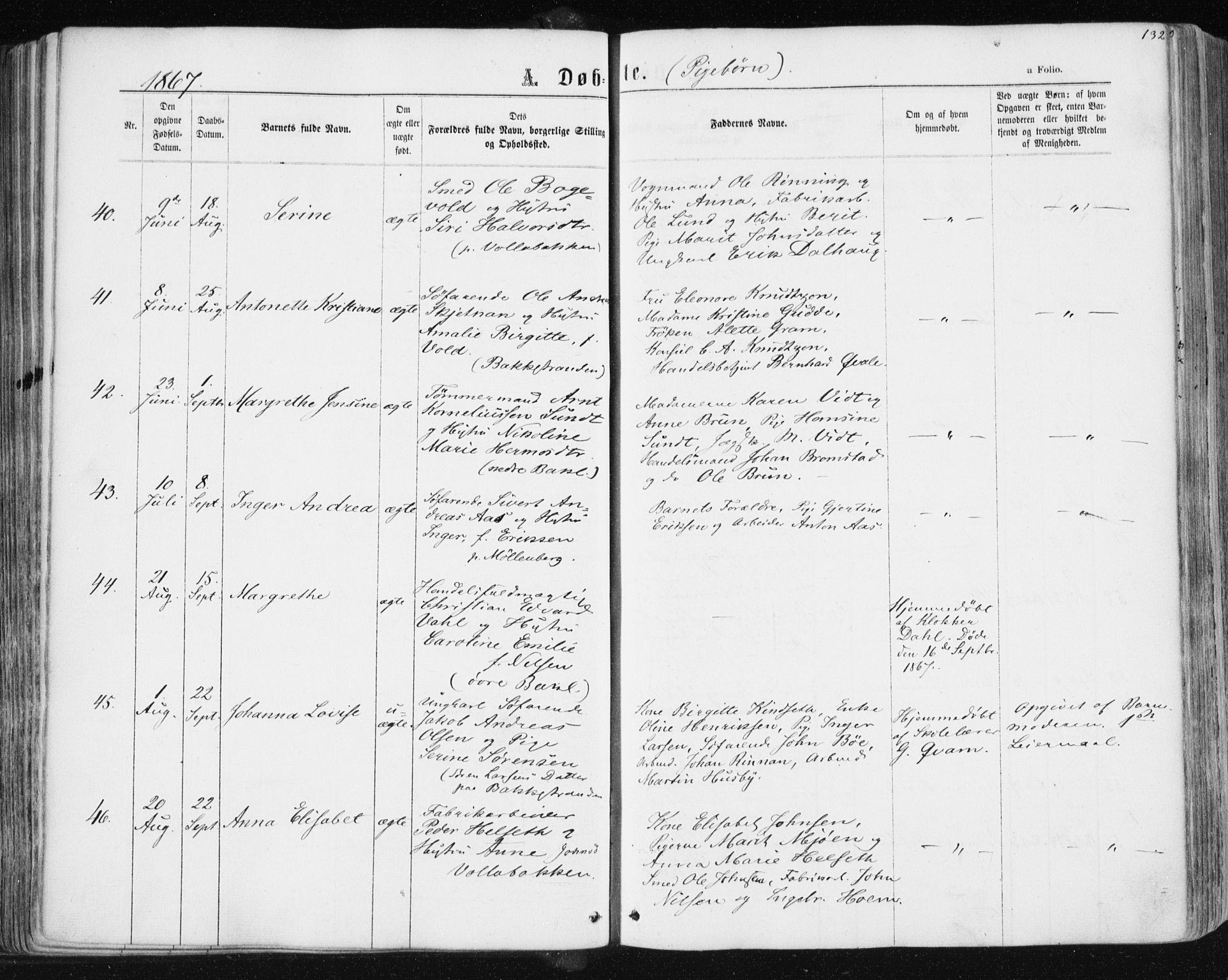 Ministerialprotokoller, klokkerbøker og fødselsregistre - Sør-Trøndelag, AV/SAT-A-1456/604/L0186: Parish register (official) no. 604A07, 1866-1877, p. 132