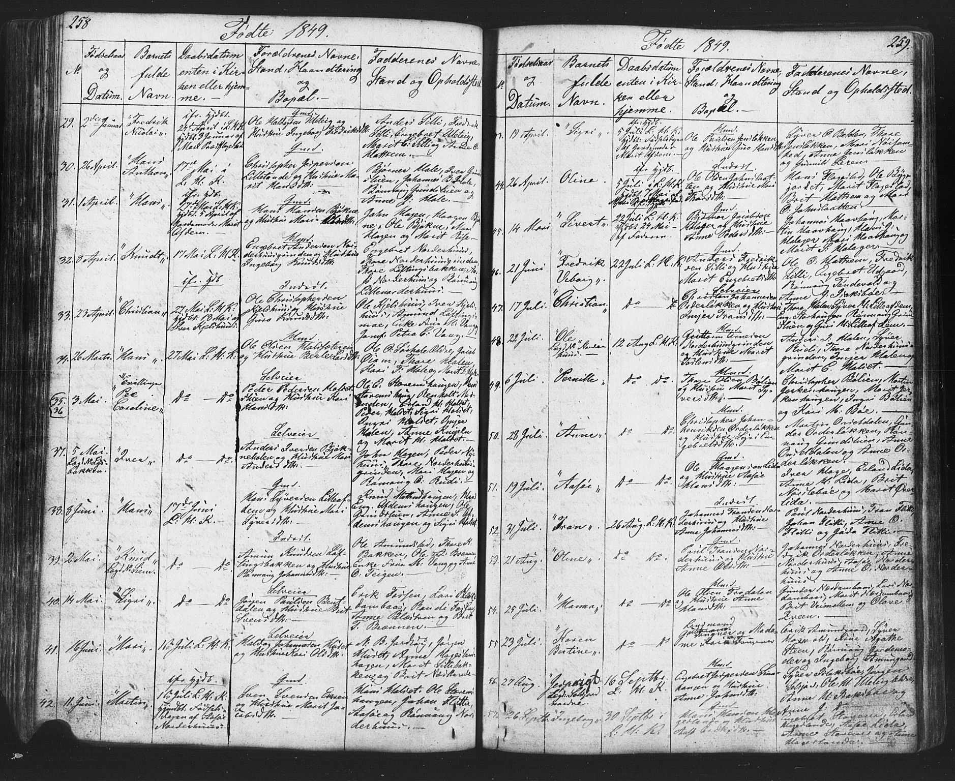 Lesja prestekontor, SAH/PREST-068/H/Ha/Hab/L0002: Parish register (copy) no. 2, 1832-1850, p. 258-259