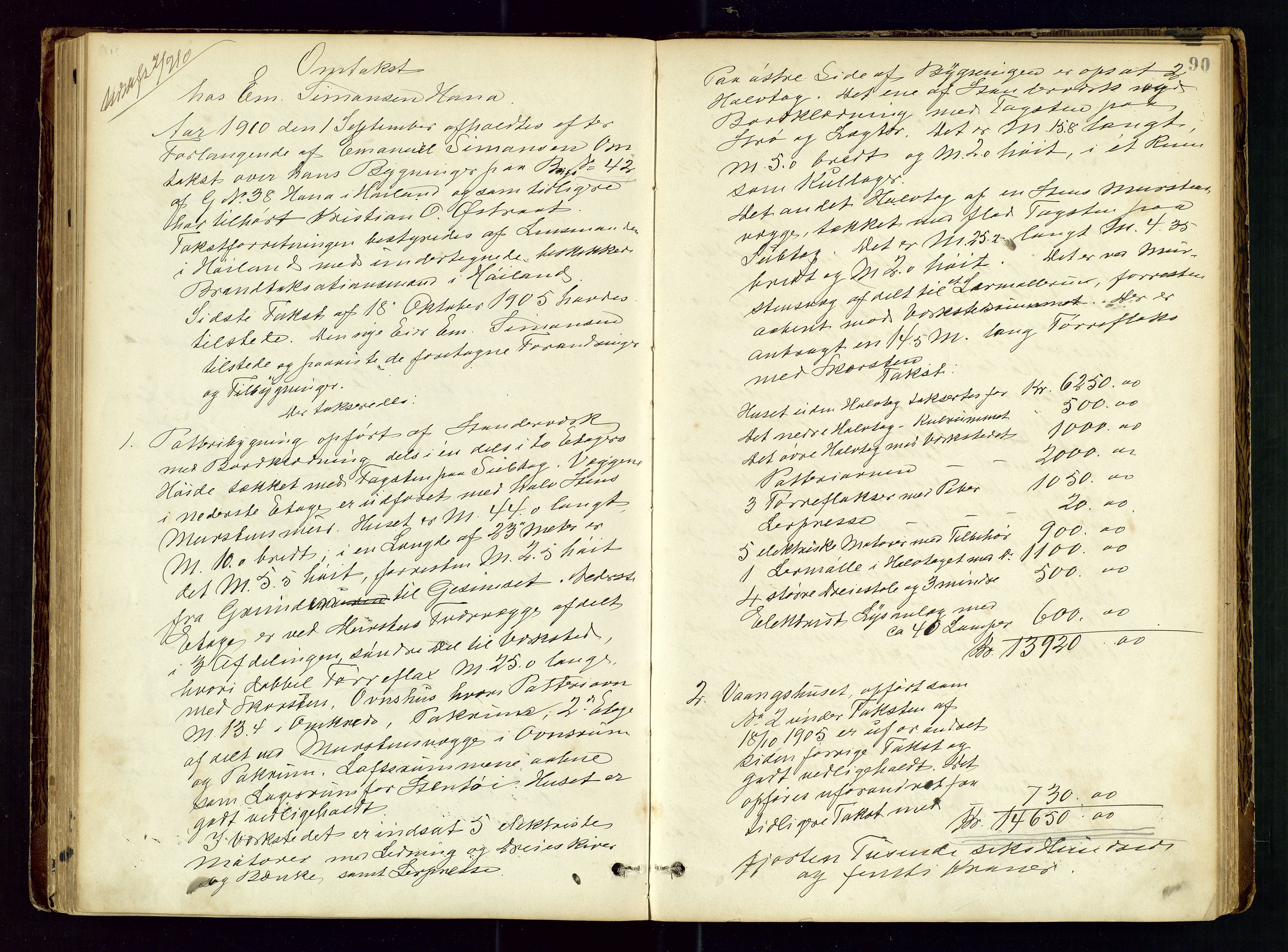 Høyland/Sandnes lensmannskontor, AV/SAST-A-100166/Goa/L0002: "Brandtaxtprotokol for Landafdelingen i Høiland", 1880-1917, p. 89b-90a