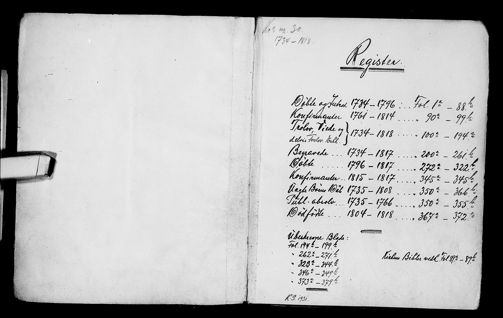 Gamlebyen prestekontor Kirkebøker, SAO/A-10884/F/Fa/L0001: Parish register (official) no. 1, 1734-1818