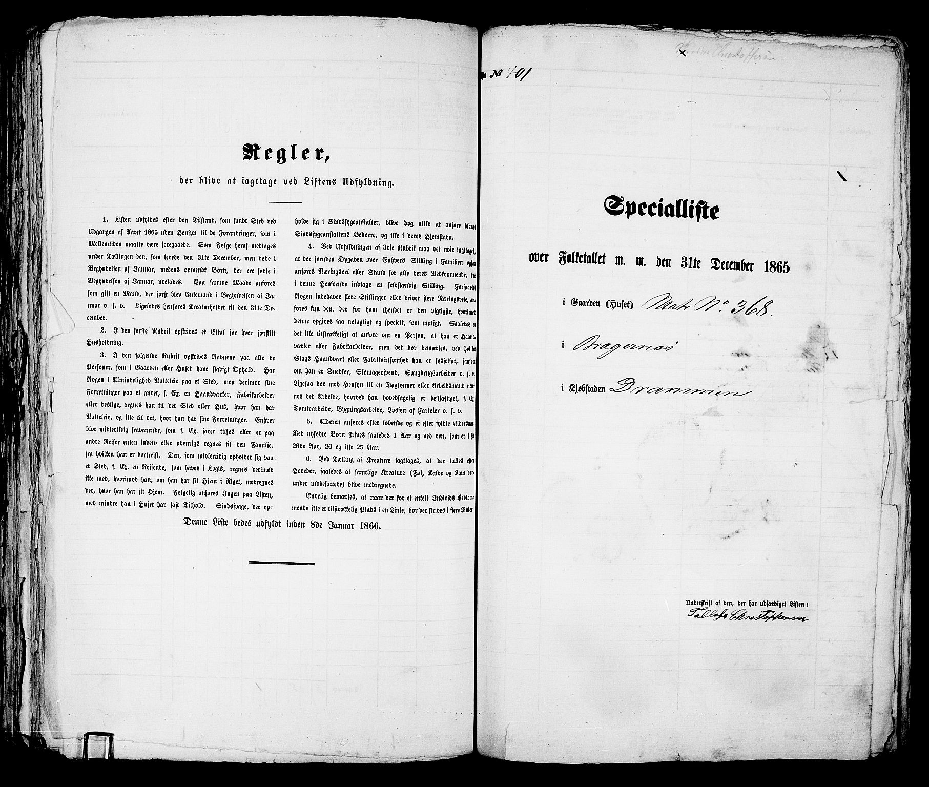 RA, 1865 census for Bragernes in Drammen, 1865, p. 844