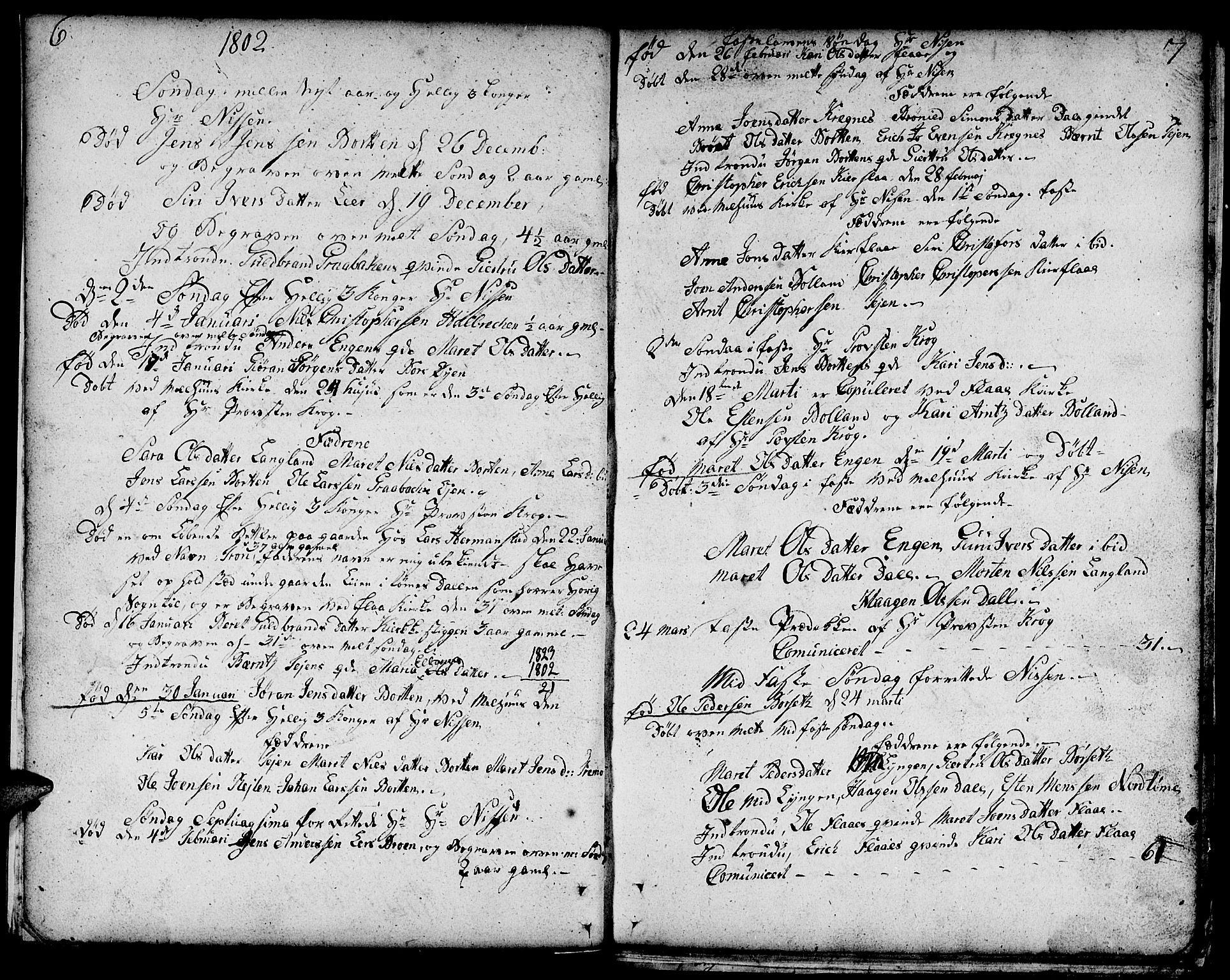 Ministerialprotokoller, klokkerbøker og fødselsregistre - Sør-Trøndelag, SAT/A-1456/693/L1120: Parish register (copy) no. 693C01, 1799-1816, p. 6-7