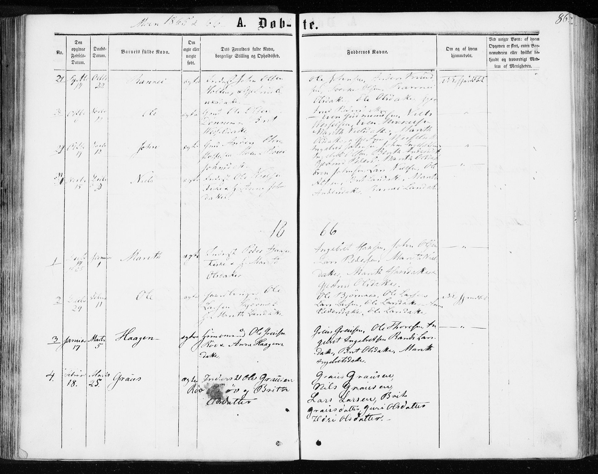 Ministerialprotokoller, klokkerbøker og fødselsregistre - Møre og Romsdal, AV/SAT-A-1454/595/L1045: Parish register (official) no. 595A07, 1863-1873, p. 86