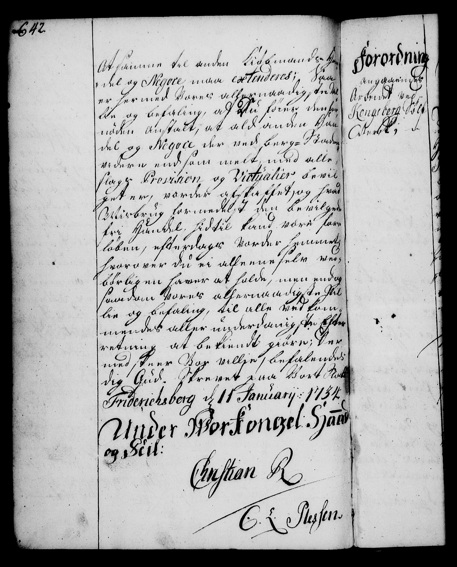 Rentekammeret, Kammerkanselliet, RA/EA-3111/G/Gg/Gga/L0003: Norsk ekspedisjonsprotokoll med register (merket RK 53.3), 1727-1734, p. 642