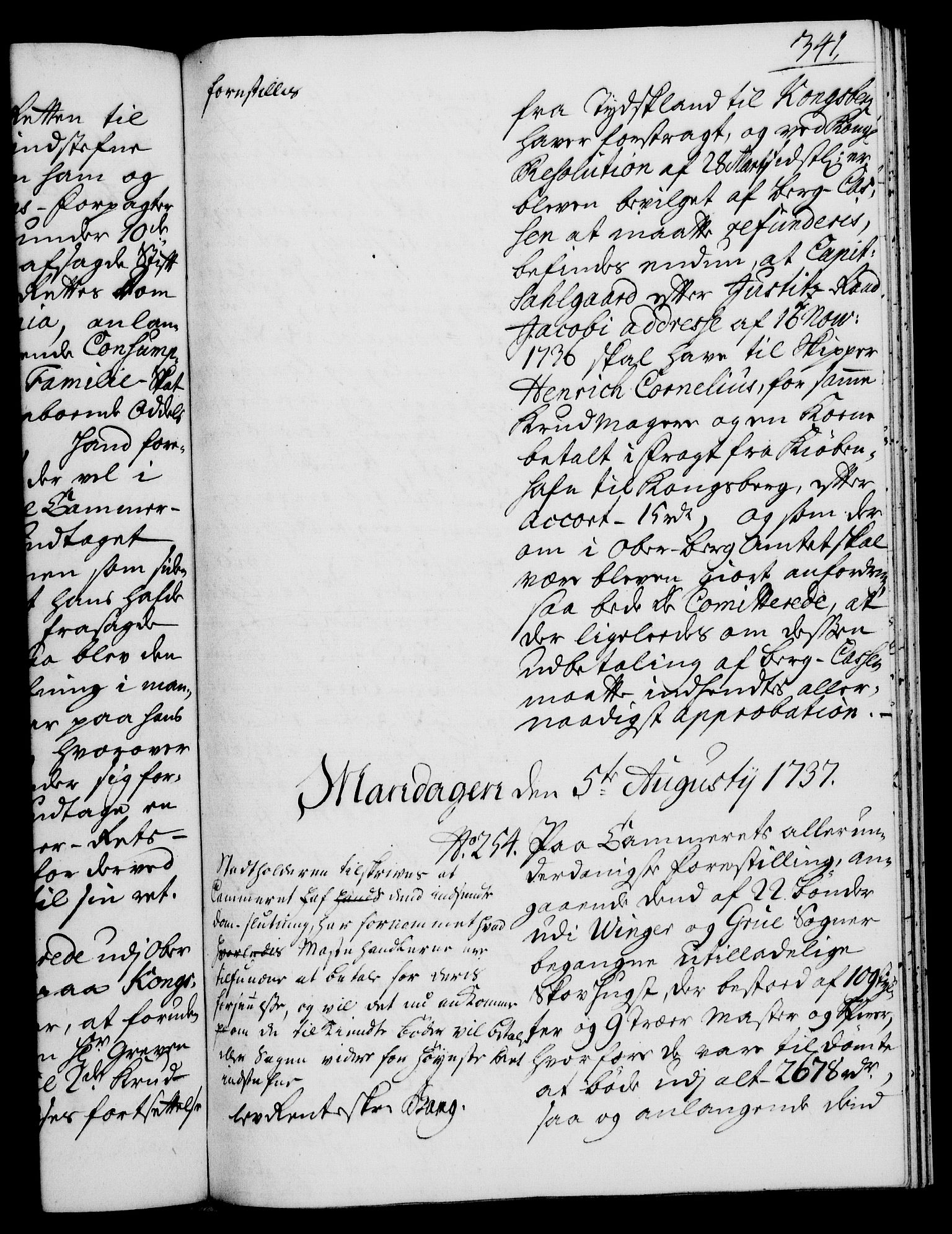 Rentekammeret, Kammerkanselliet, AV/RA-EA-3111/G/Gh/Gha/L0019: Norsk ekstraktmemorialprotokoll (merket RK 53.64), 1736-1737, p. 341