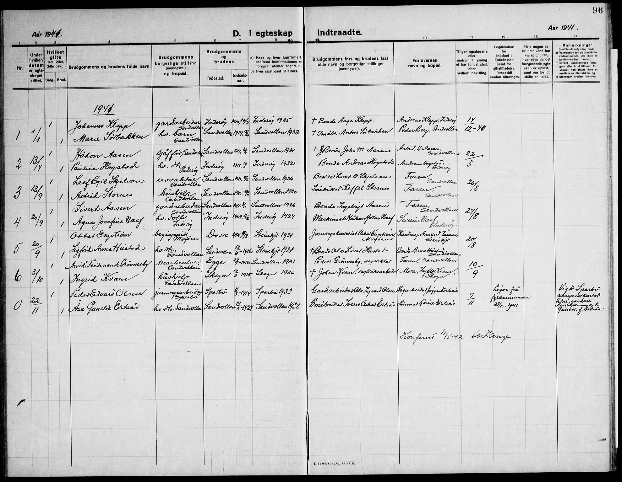 Ministerialprotokoller, klokkerbøker og fødselsregistre - Nord-Trøndelag, SAT/A-1458/732/L0319: Parish register (copy) no. 732C03, 1911-1945, p. 96