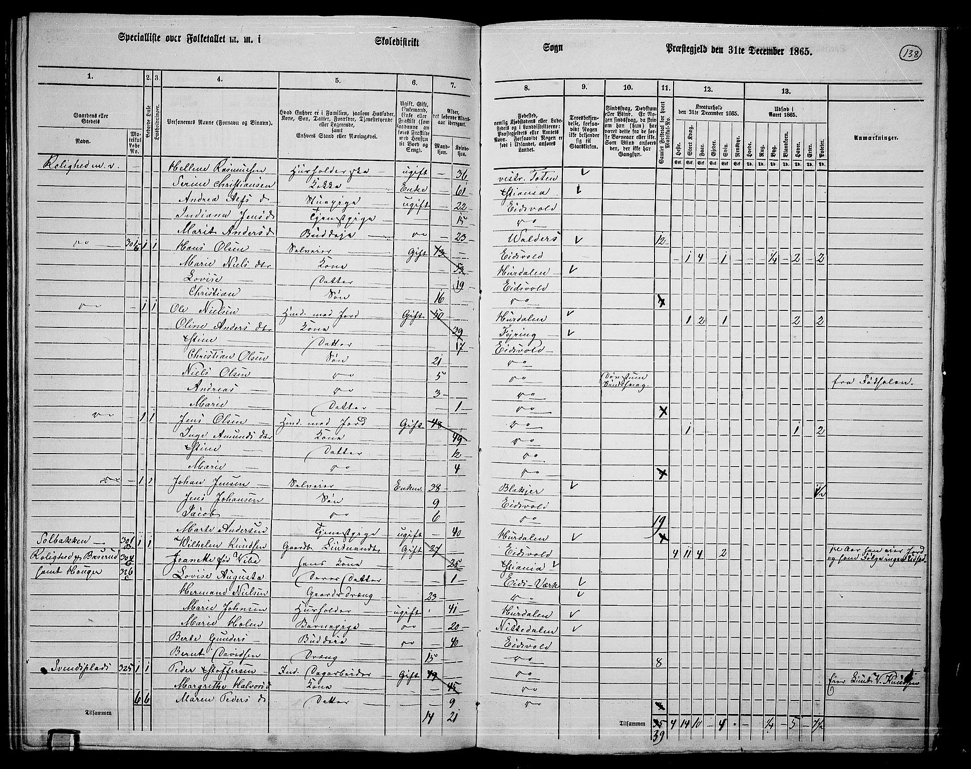 RA, 1865 census for Eidsvoll, 1865, p. 121