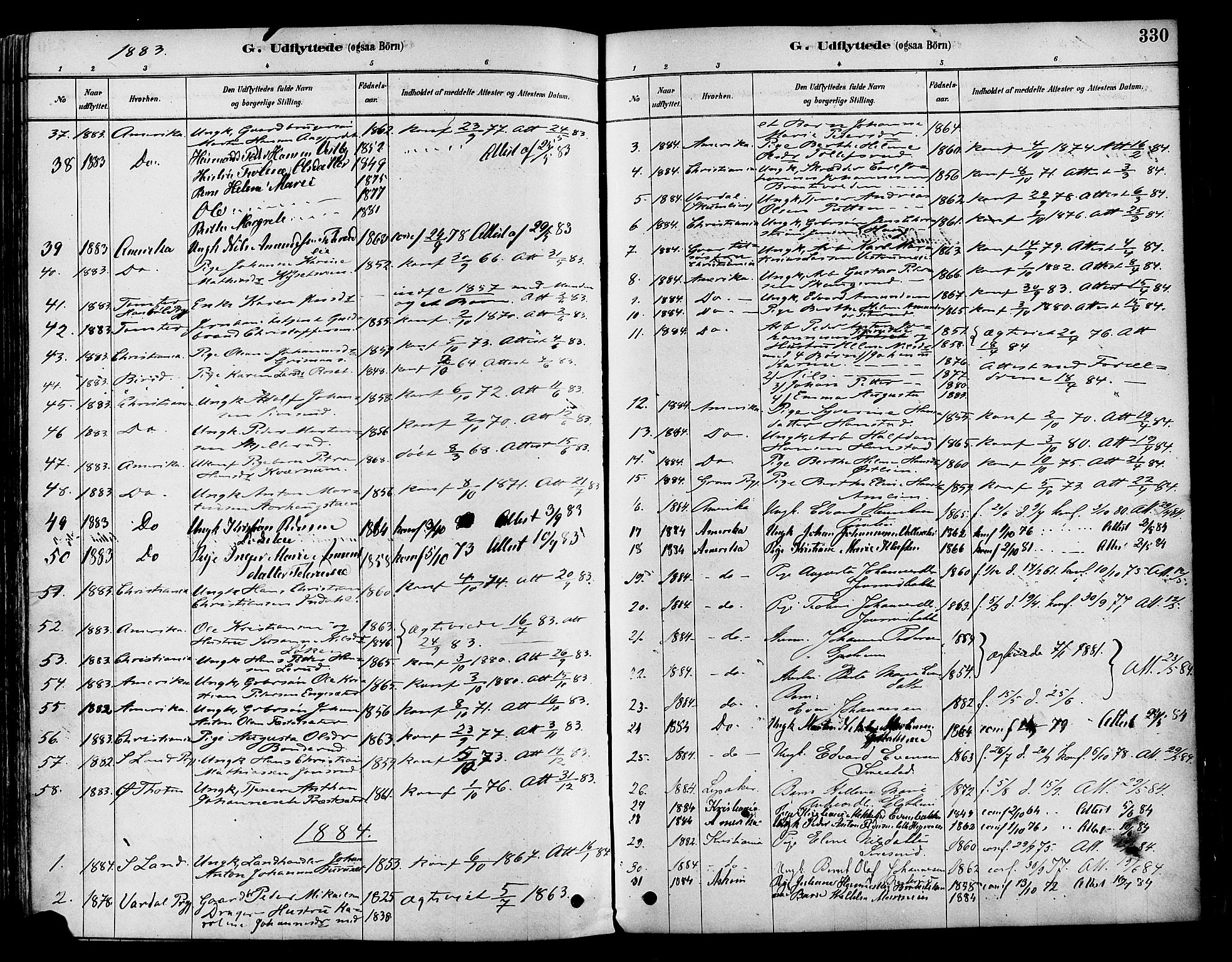 Vestre Toten prestekontor, SAH/PREST-108/H/Ha/Haa/L0009: Parish register (official) no. 9, 1878-1894, p. 330