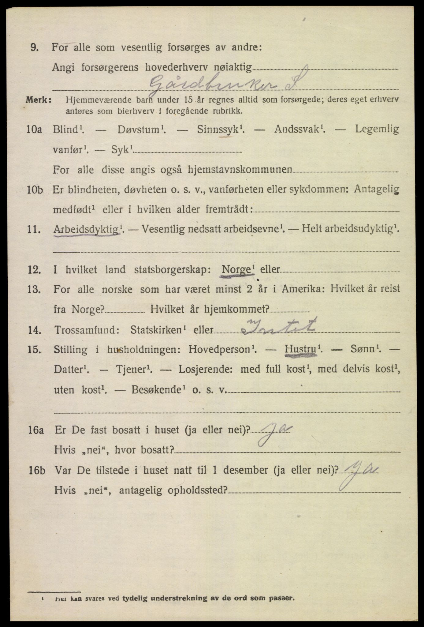 SAK, 1920 census for Tonstad, 1920, p. 331