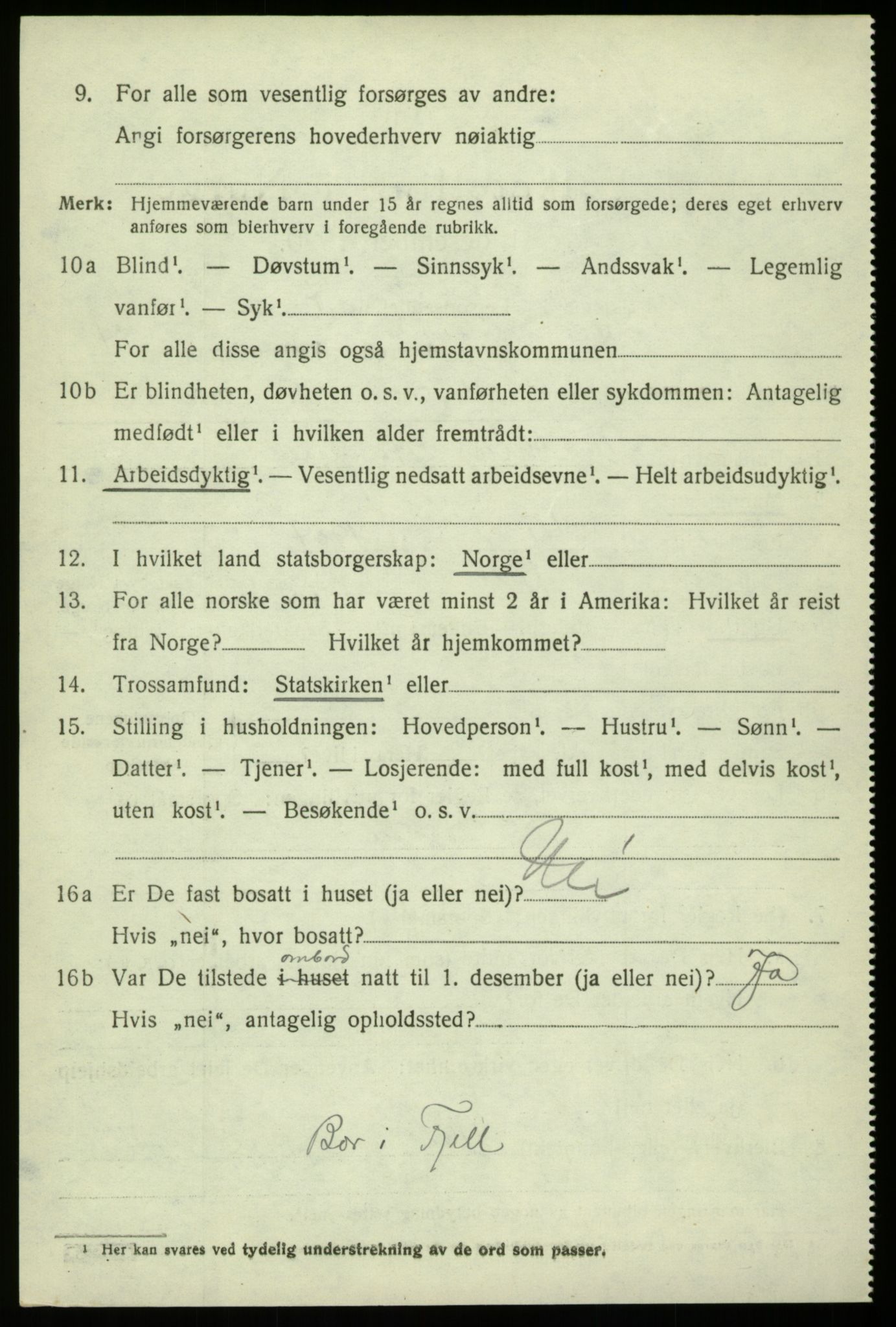 SAB, 1920 census for Hosanger, 1920, p. 2320