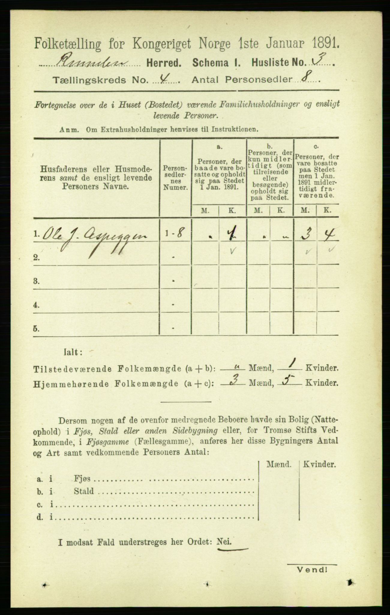 RA, 1891 census for 1635 Rennebu, 1891, p. 1892