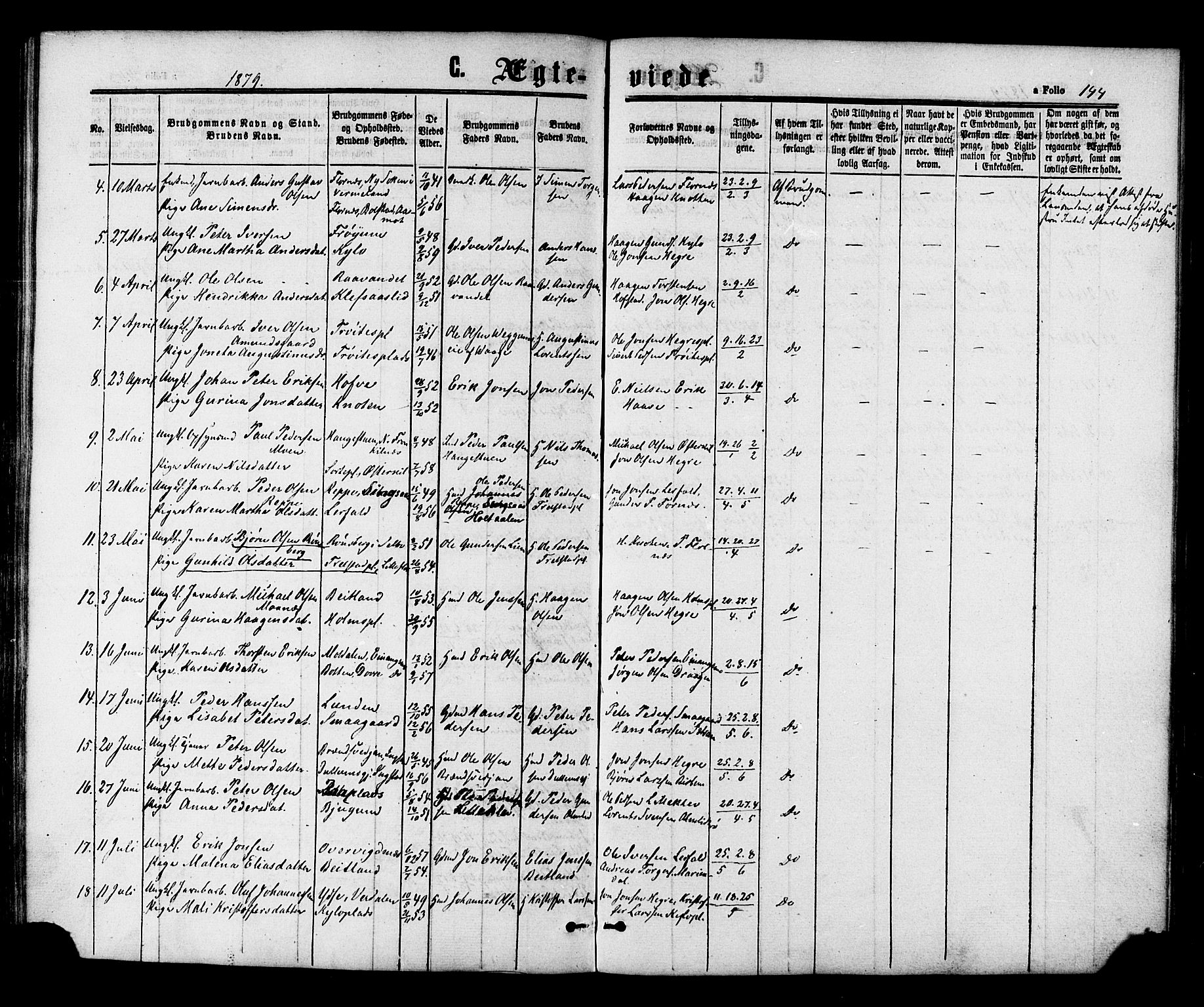 Ministerialprotokoller, klokkerbøker og fødselsregistre - Nord-Trøndelag, SAT/A-1458/703/L0029: Parish register (official) no. 703A02, 1863-1879, p. 144
