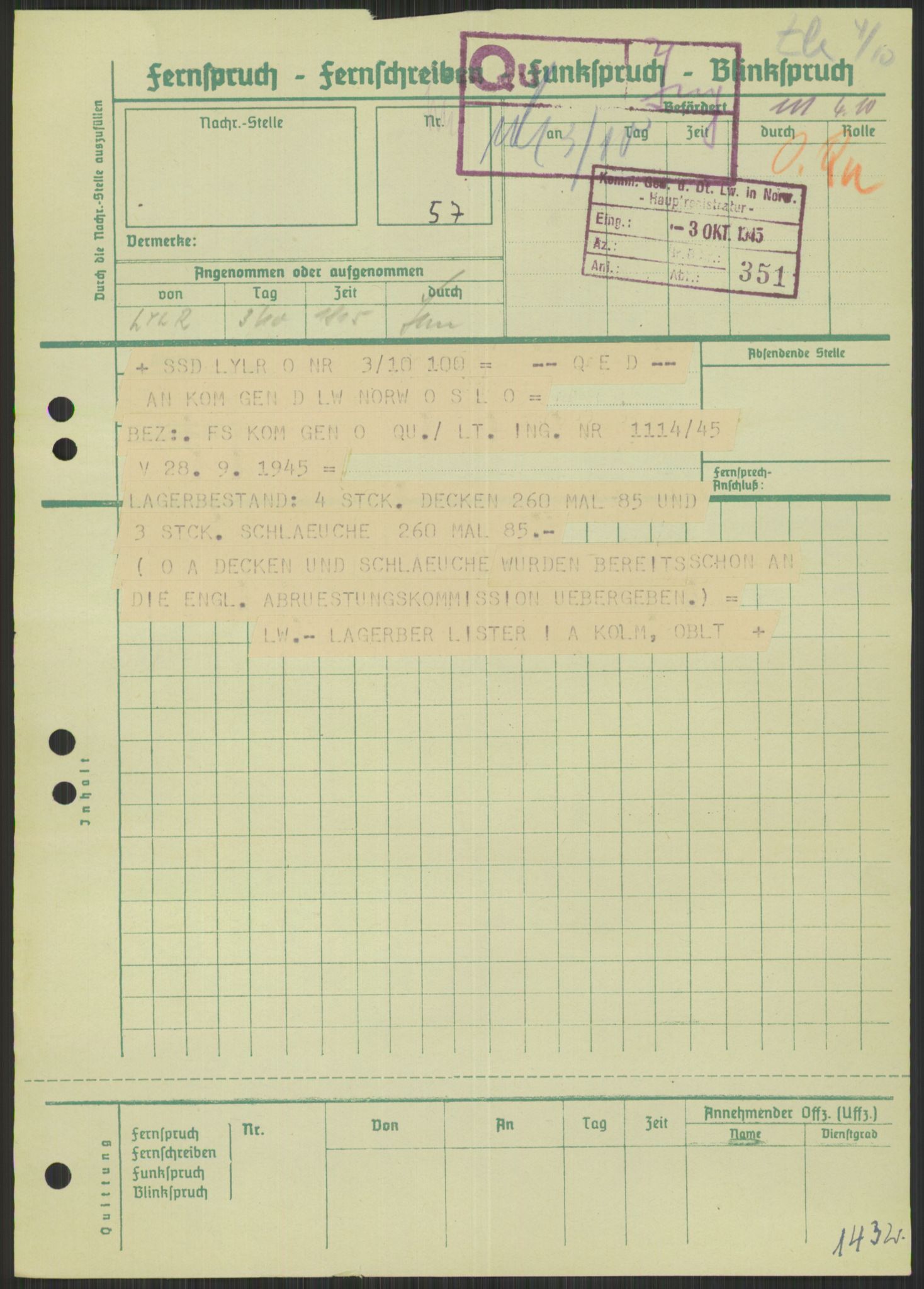 Deutscher Oberbefehlshaber Norwegen (DOBN), AV/RA-RAFA-2197/D/Di/L0066: AOK 20/WBN-DOBN Luftwaffe/Komm G. d.Dt.Lw. in Norwegen, 1945, p. 853