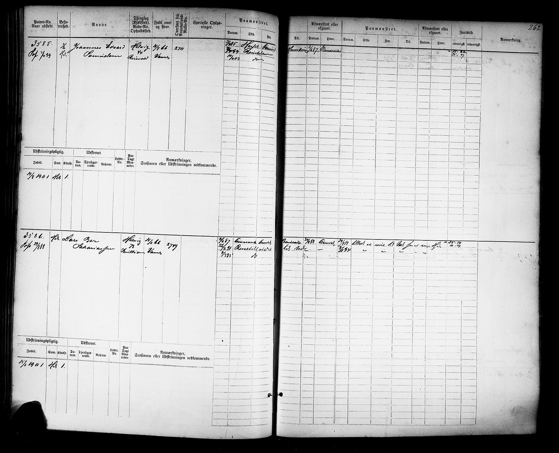 Farsund mønstringskrets, AV/SAK-2031-0017/F/Fb/L0019: Hovedrulle nr 3067-3832, Z-11, 1882-1922, p. 266