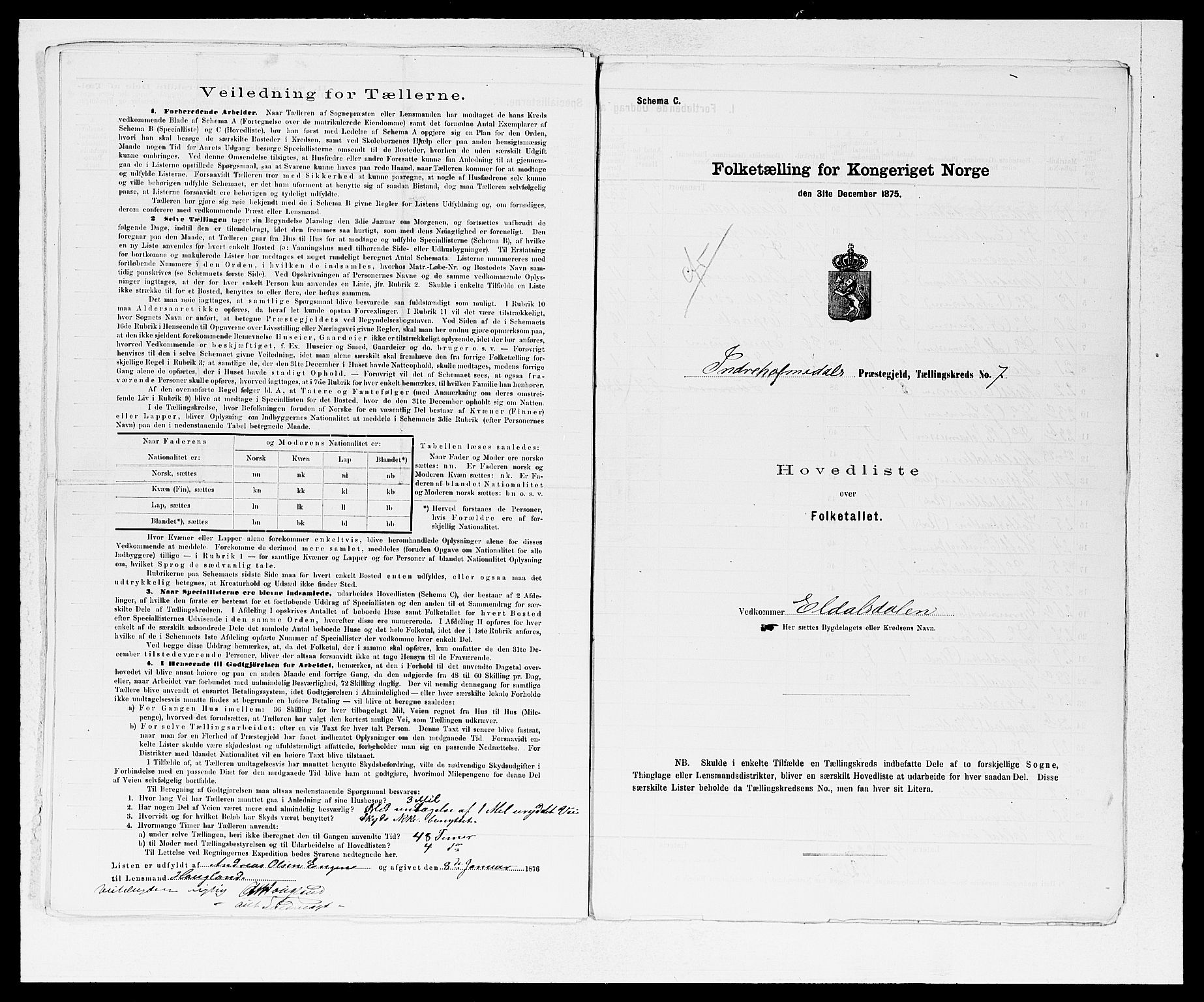 SAB, 1875 census for 1430P Indre Holmedal, 1875, p. 20