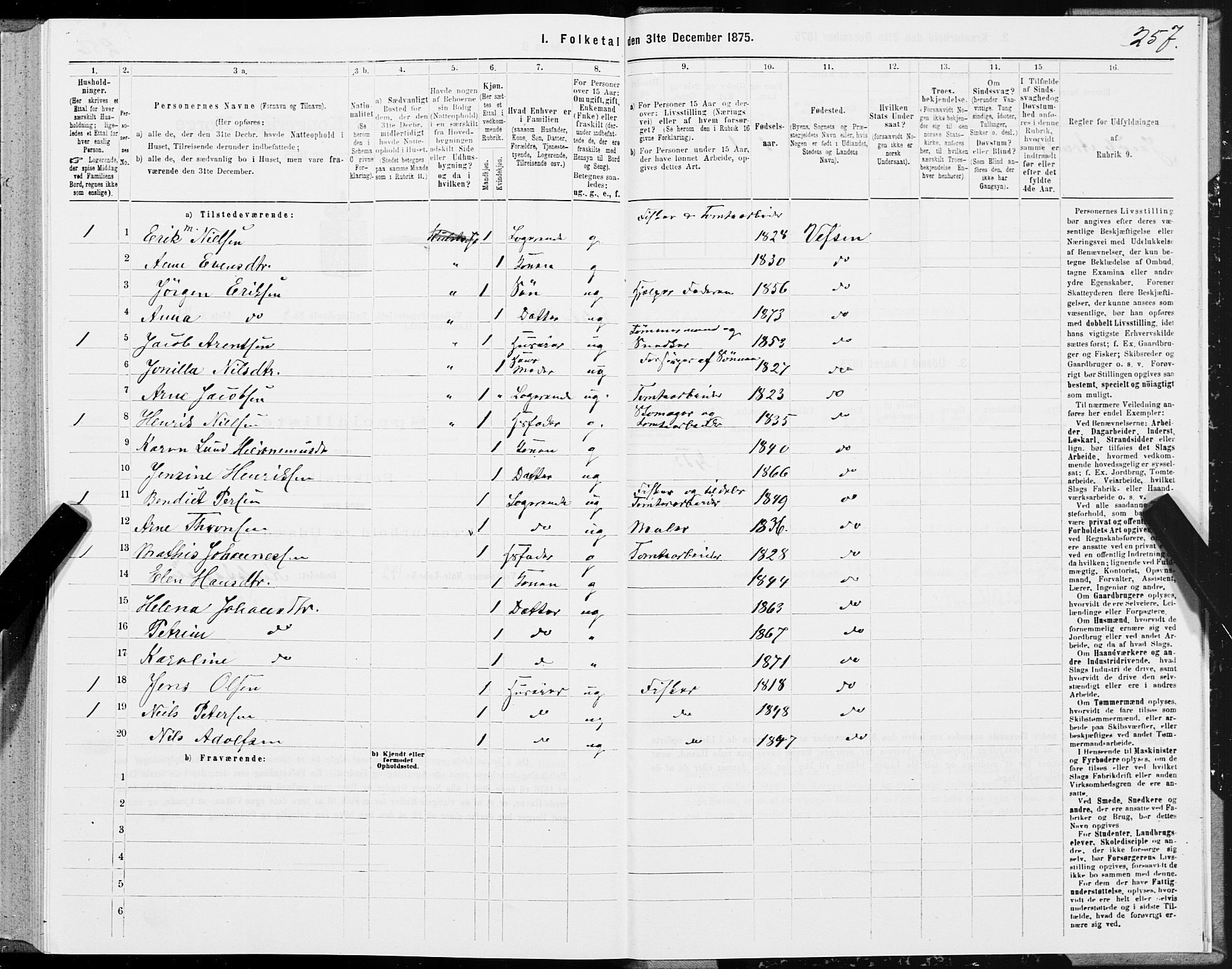 SAT, 1875 census for 1824L Vefsn/Vefsn, 1875, p. 2257