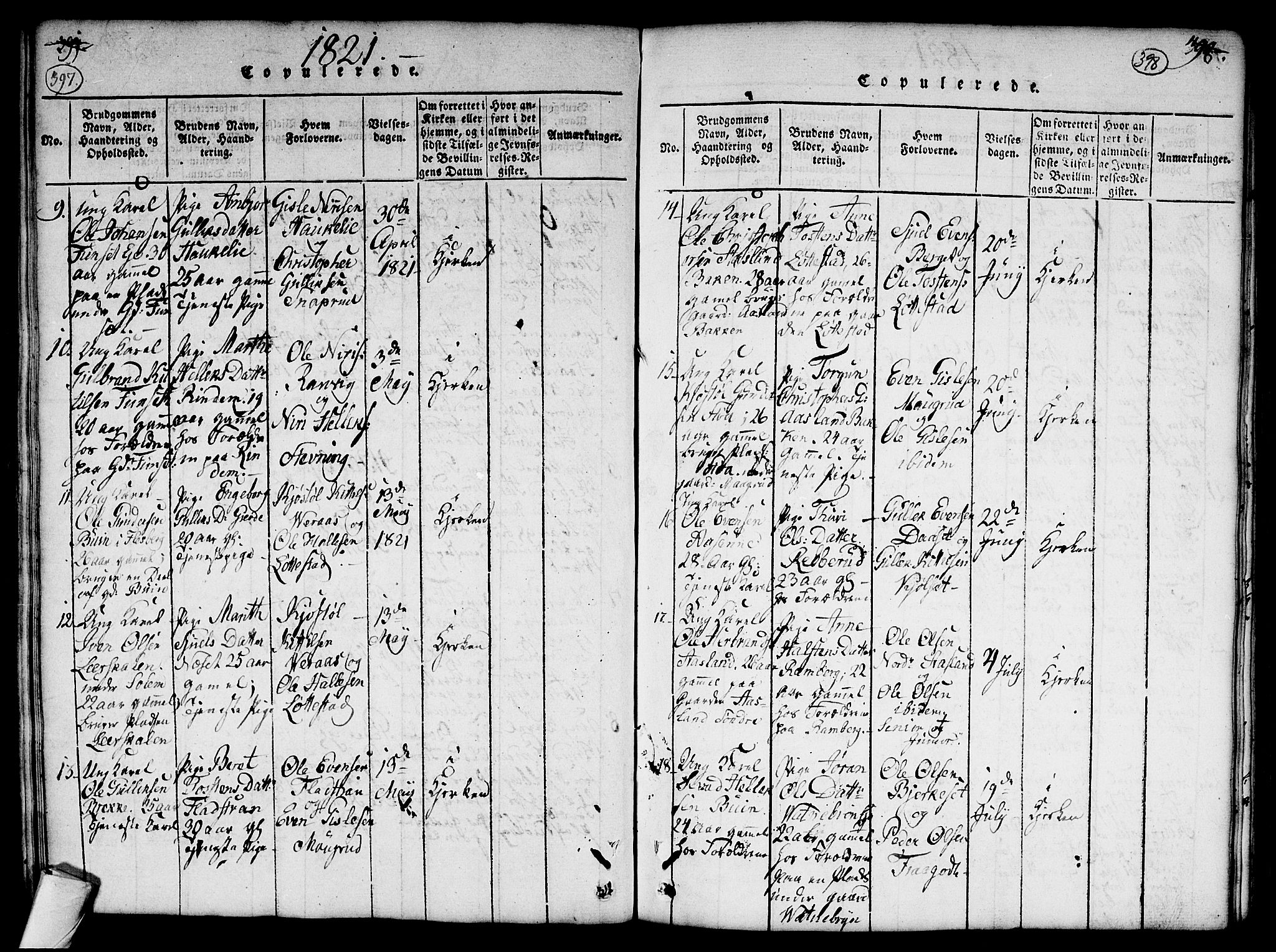 Flesberg kirkebøker, SAKO/A-18/G/Ga/L0001: Parish register (copy) no. I 1, 1816-1834, p. 397-398